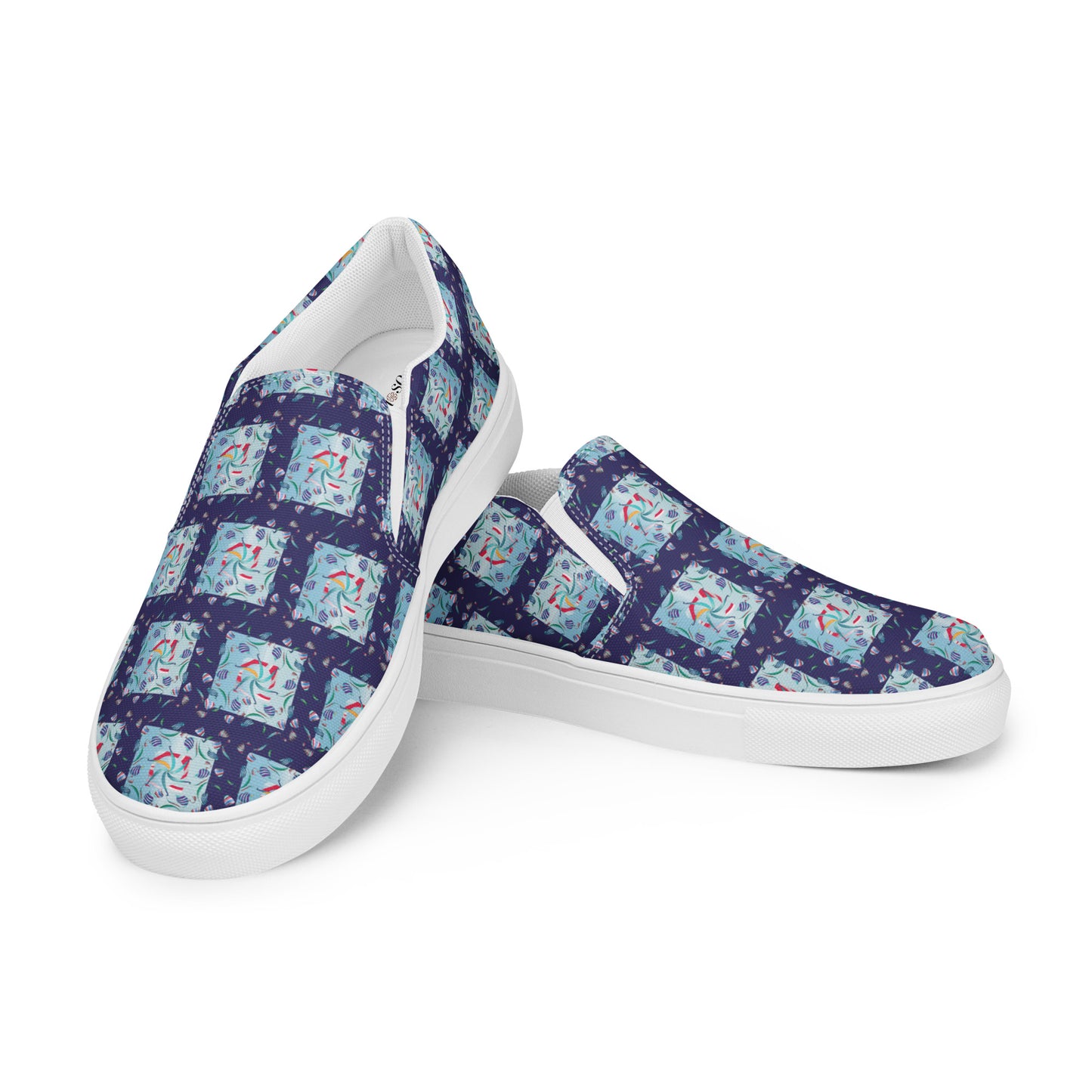 Women’s slip-on canvas shoes Kukloso Whimsical No 10 Navy - Free Shipping