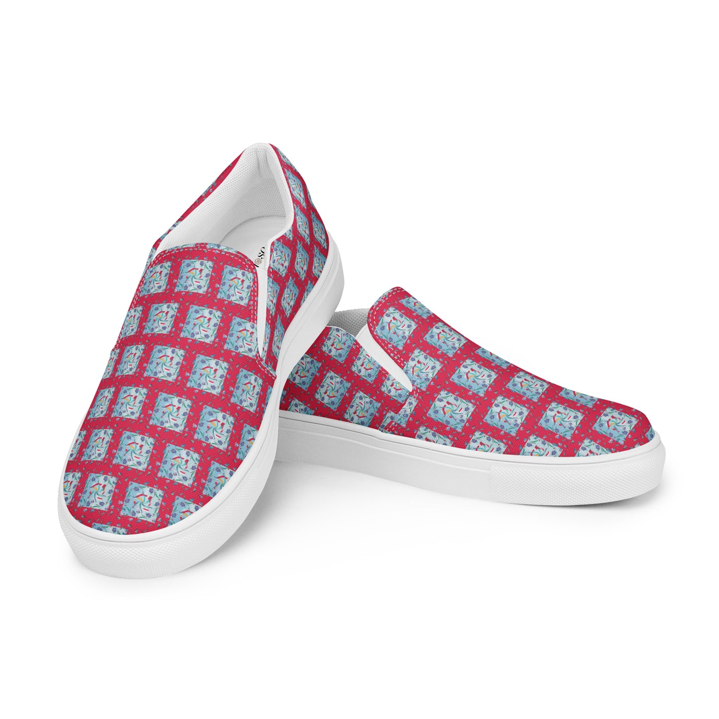 Women’s slip-on canvas shoes Kukloso Whimsical No 10 Dark Pink - Free Shipping
