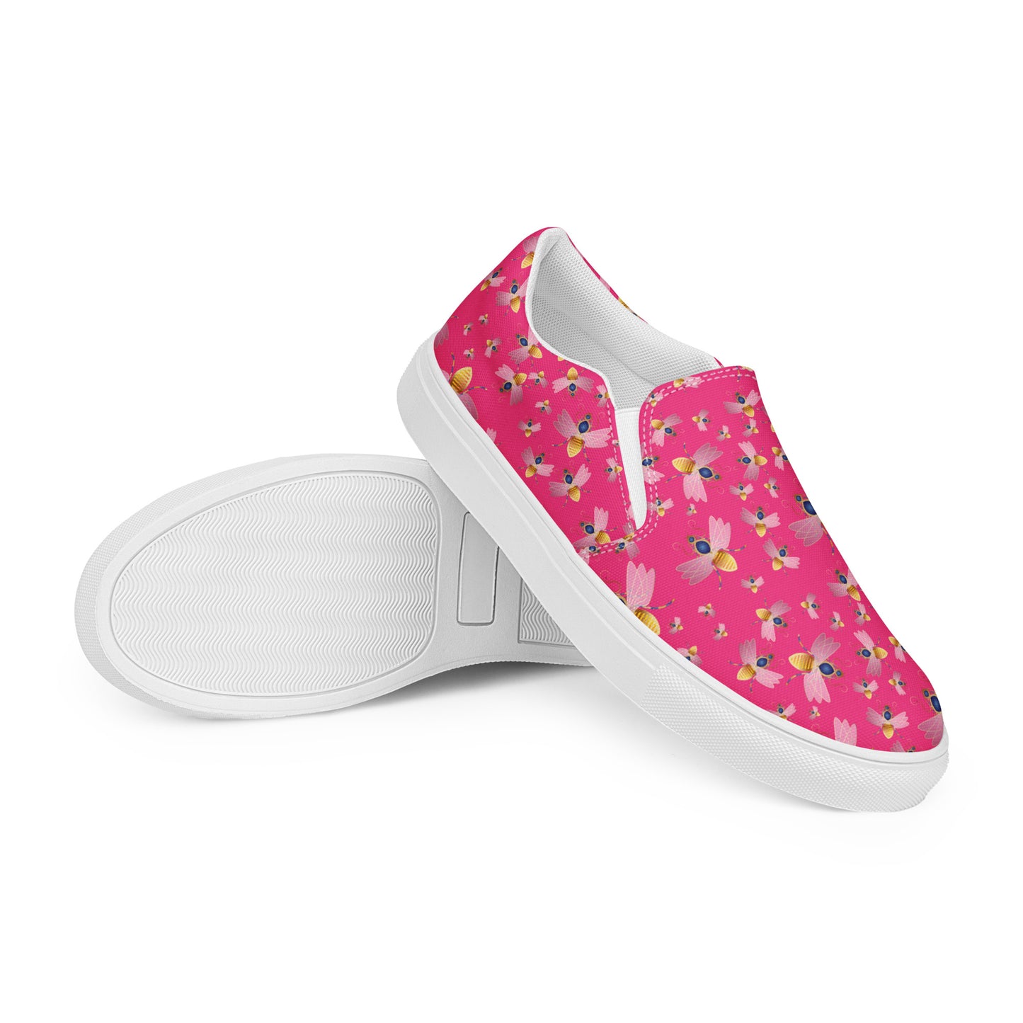 Women’s slip-on canvas shoes Kukloso Queen bee No 45 on Dark Pink - Free Shipping