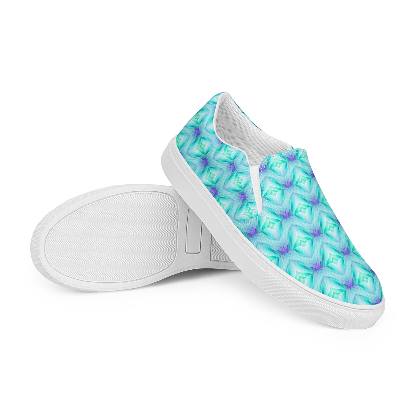 Women’s slip-on canvas shoes Kukloso Abstract No 2 Aqua/Blue - Free Shipping