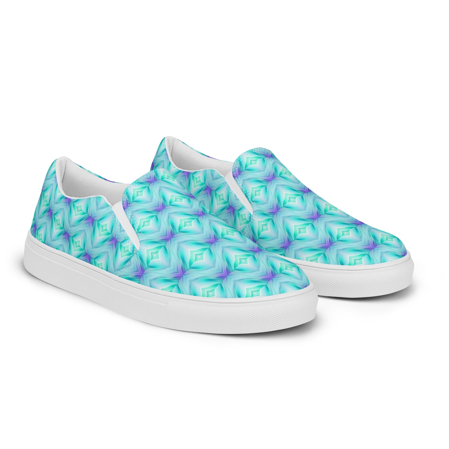 Women’s slip-on canvas shoes Kukloso Abstract No 2 Aqua/Blue - Free Shipping