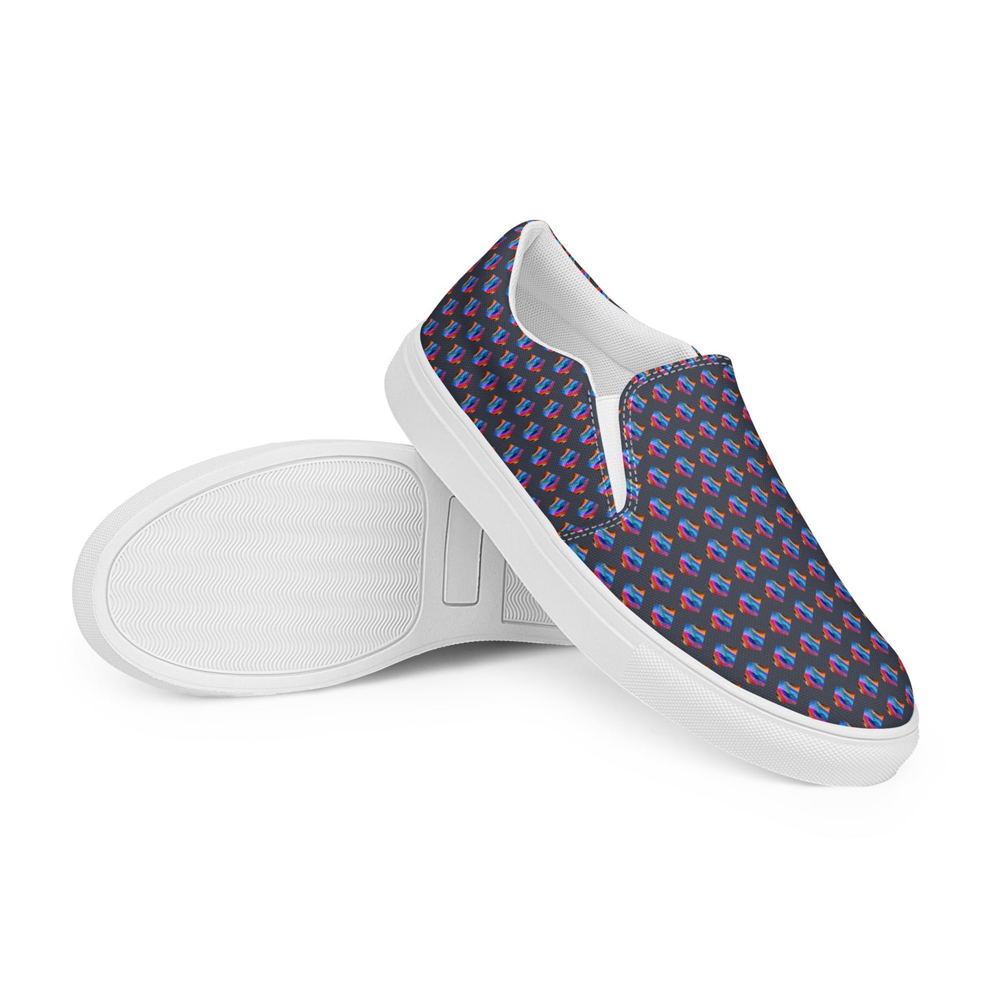 Women’s slip-on canvas shoes Kukloso Abstract No 4 Navy - Free Shipping