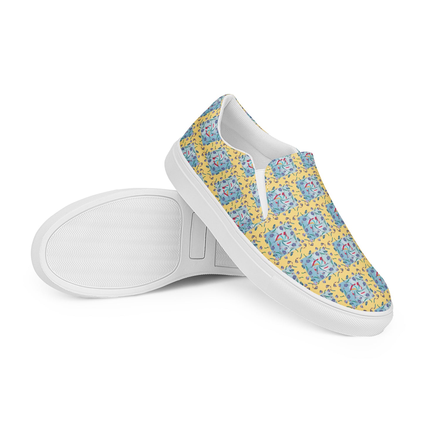 Women’s slip-on canvas shoes Kukloso Whimsical No 10 Yellow - Free Shipping