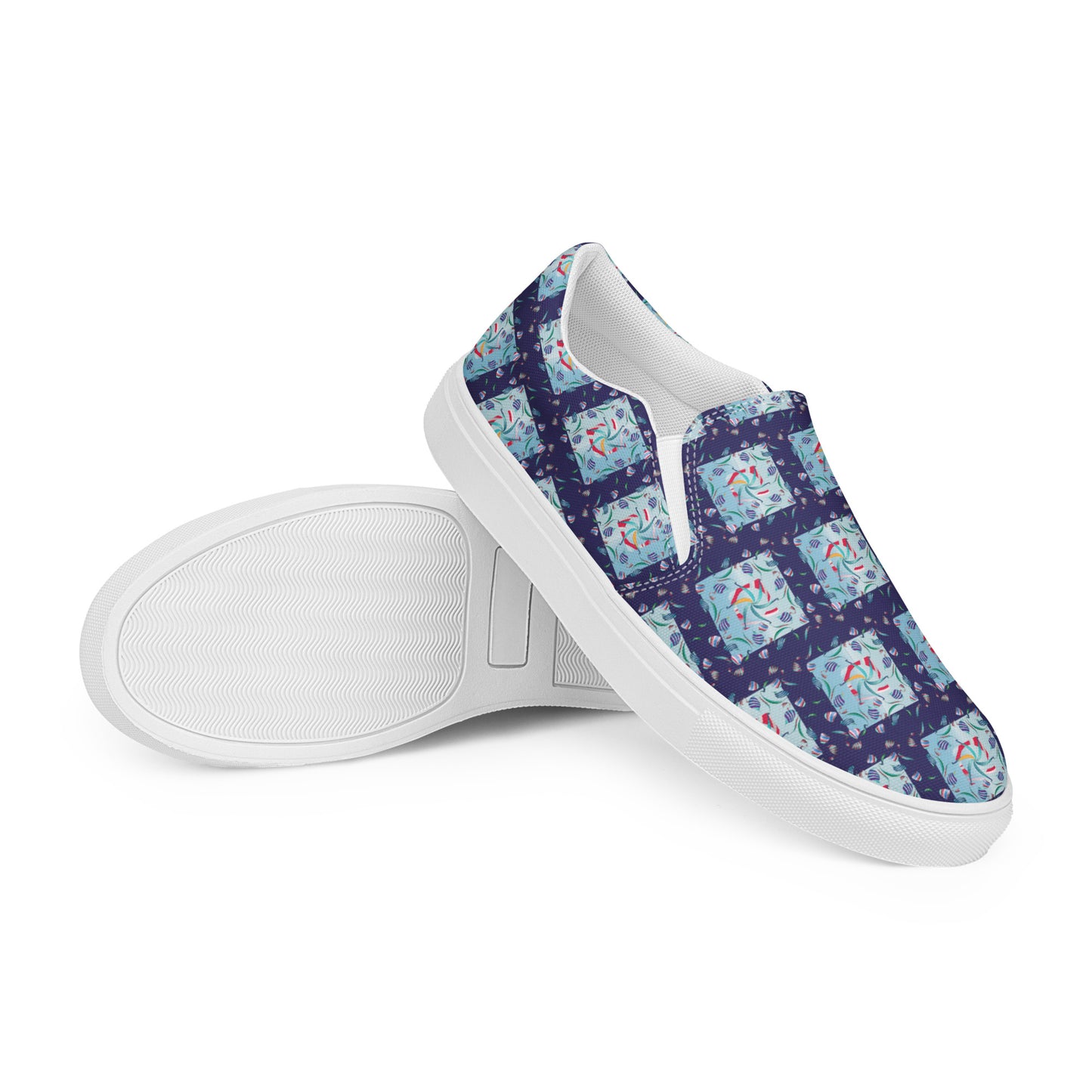 Women’s slip-on canvas shoes Kukloso Whimsical No 10 Navy - Free Shipping
