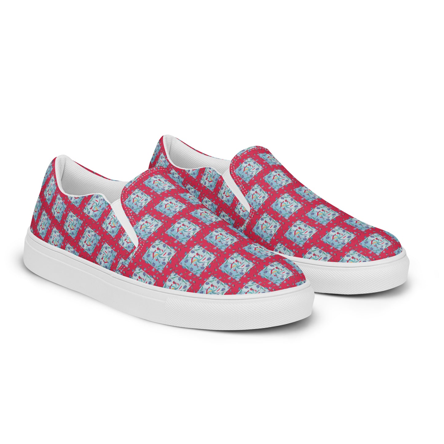 Women’s slip-on canvas shoes Kukloso Whimsical No 10 Dark Pink - Free Shipping