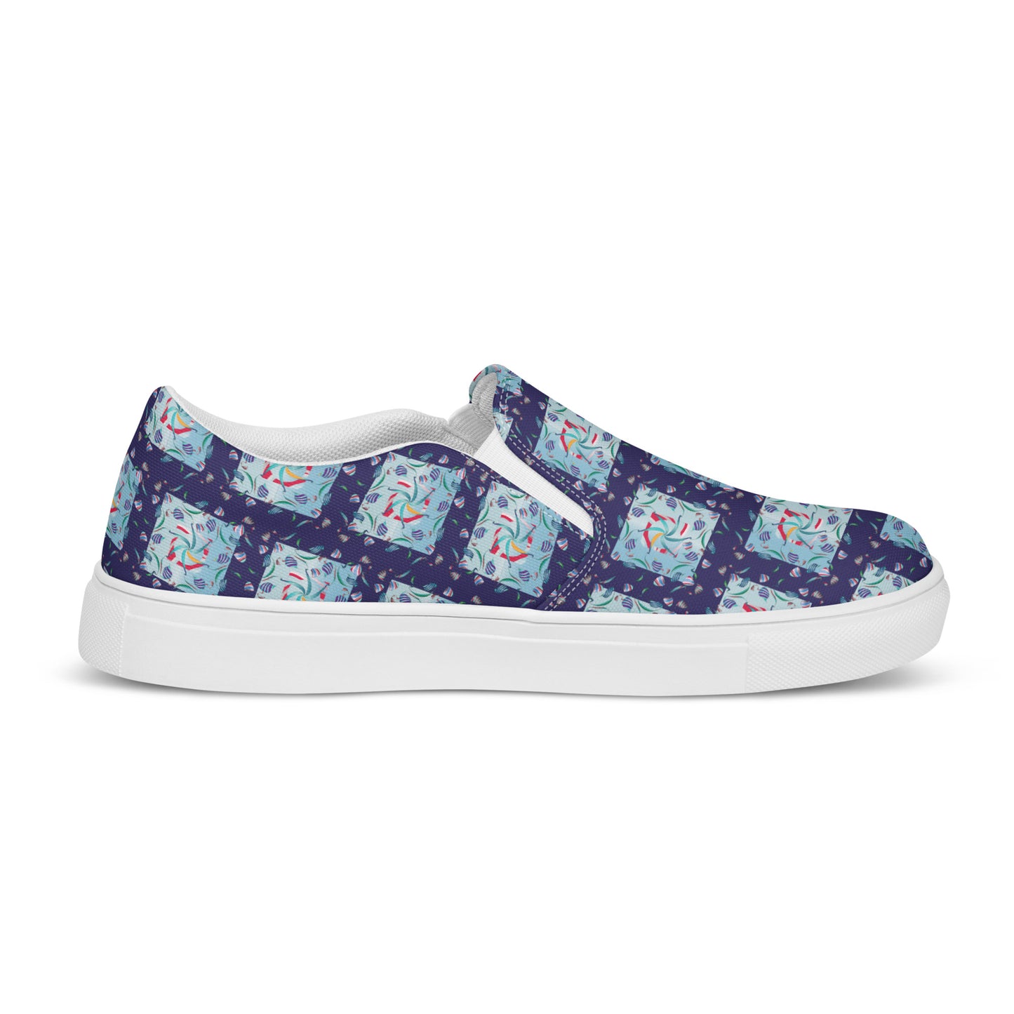 Women’s slip-on canvas shoes Kukloso Whimsical No 10 Navy - Free Shipping