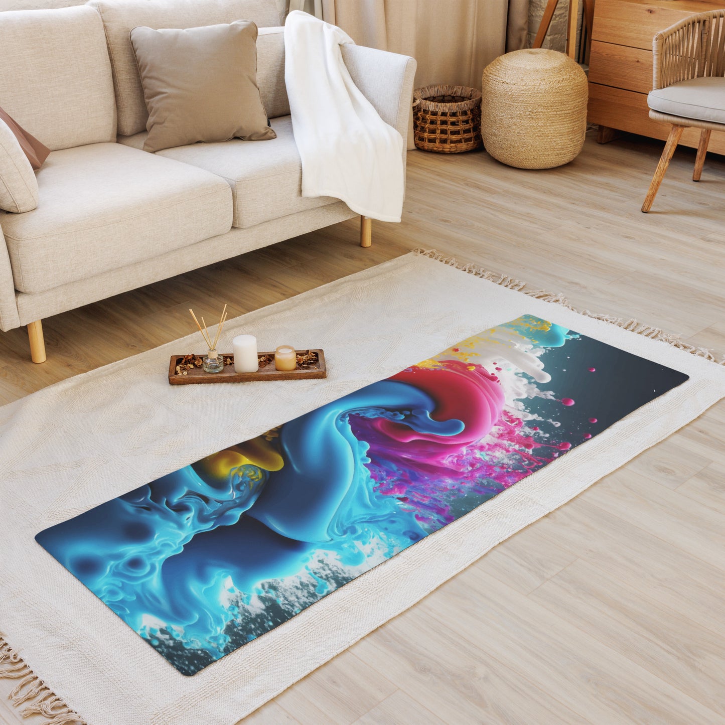 Yoga mat Kukloso No 5 Splash! Vibrant Rainbow of colors Free Shipping