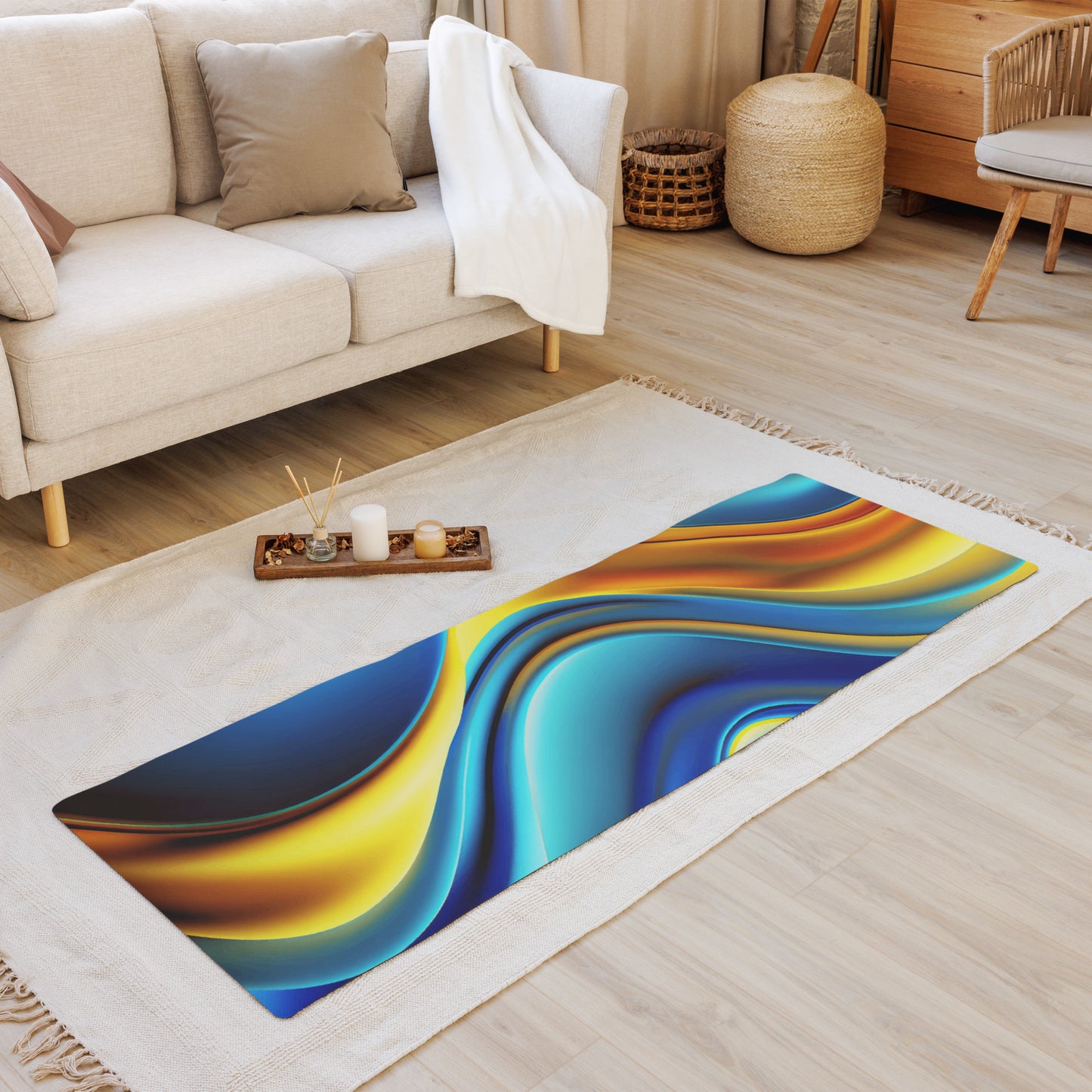 Yoga mat Kukloso No 8 Abstract Blue - Yellow colors Free Shipping
