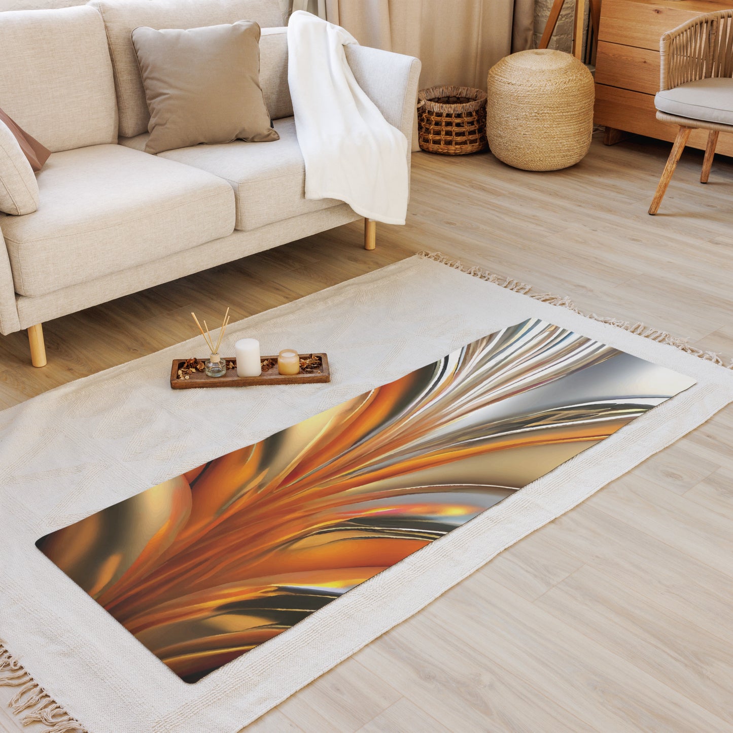 Yoga mat Kukloso No 9 Abstract Silver - Gold - Chrome - colors Free Shipping