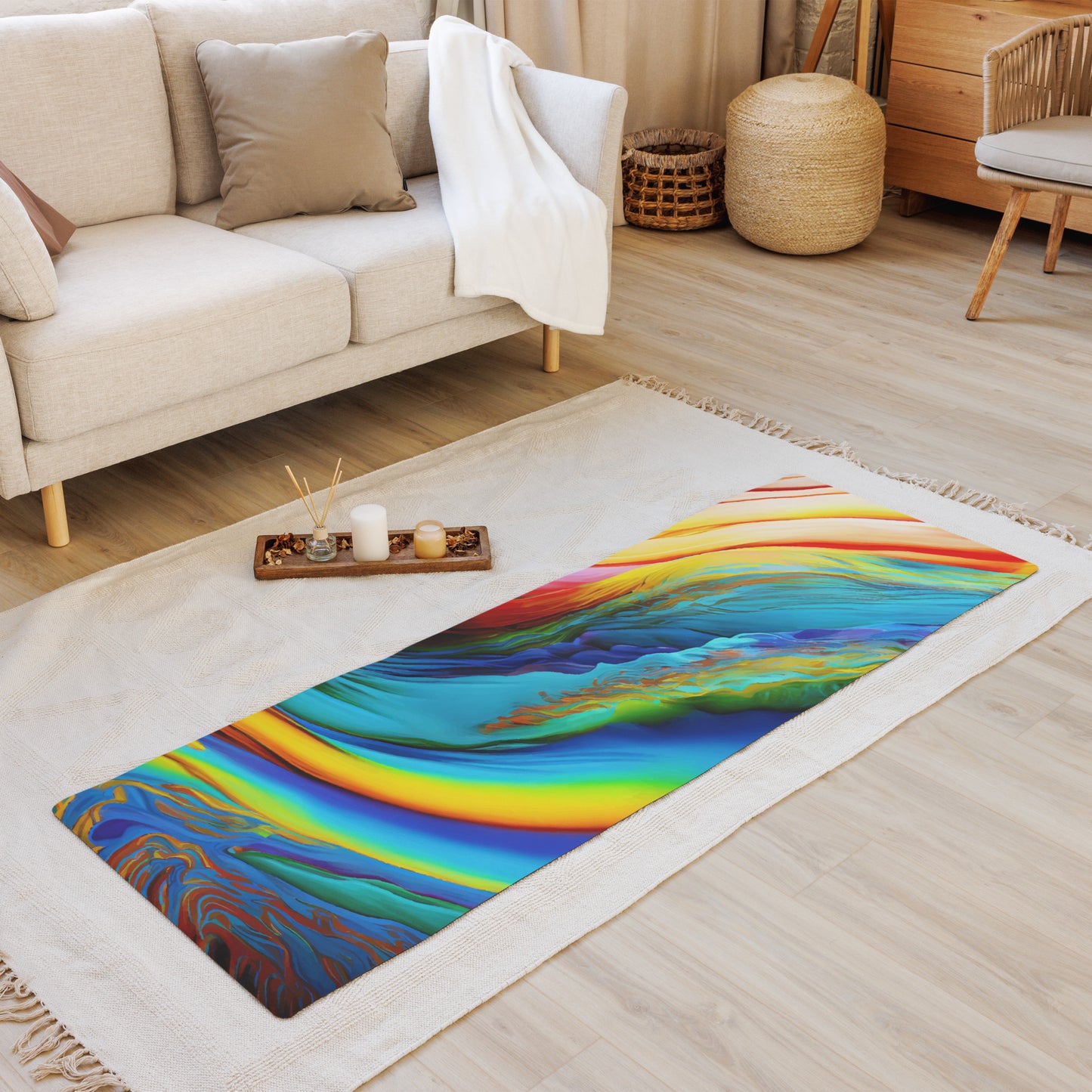 Yoga mat Kukloso No 10 Abstract Moving Rainbow of Colors colors Free Shipping