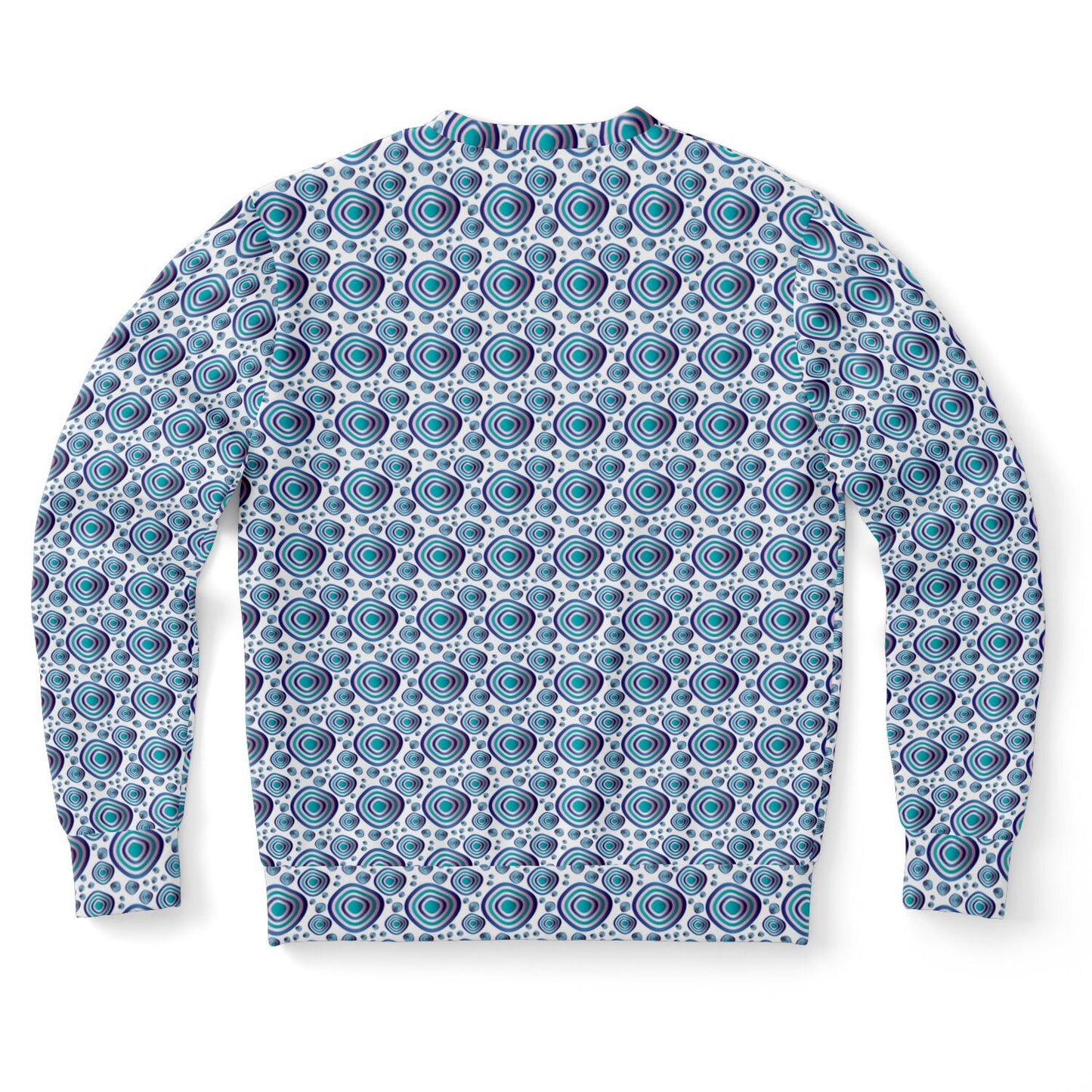 Athletic Sweatshirt - AOP  Kukloso Abstractical No 96 Navy, Aqua, Pink Circular shapes on White - Free Shipping