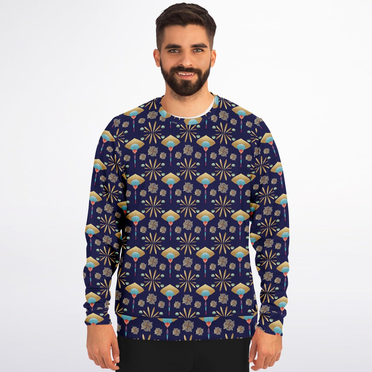 Athletic Sweatshirt - AOP  Kukloso Abstractical No 55 No 2 on Navy - Free Shipping