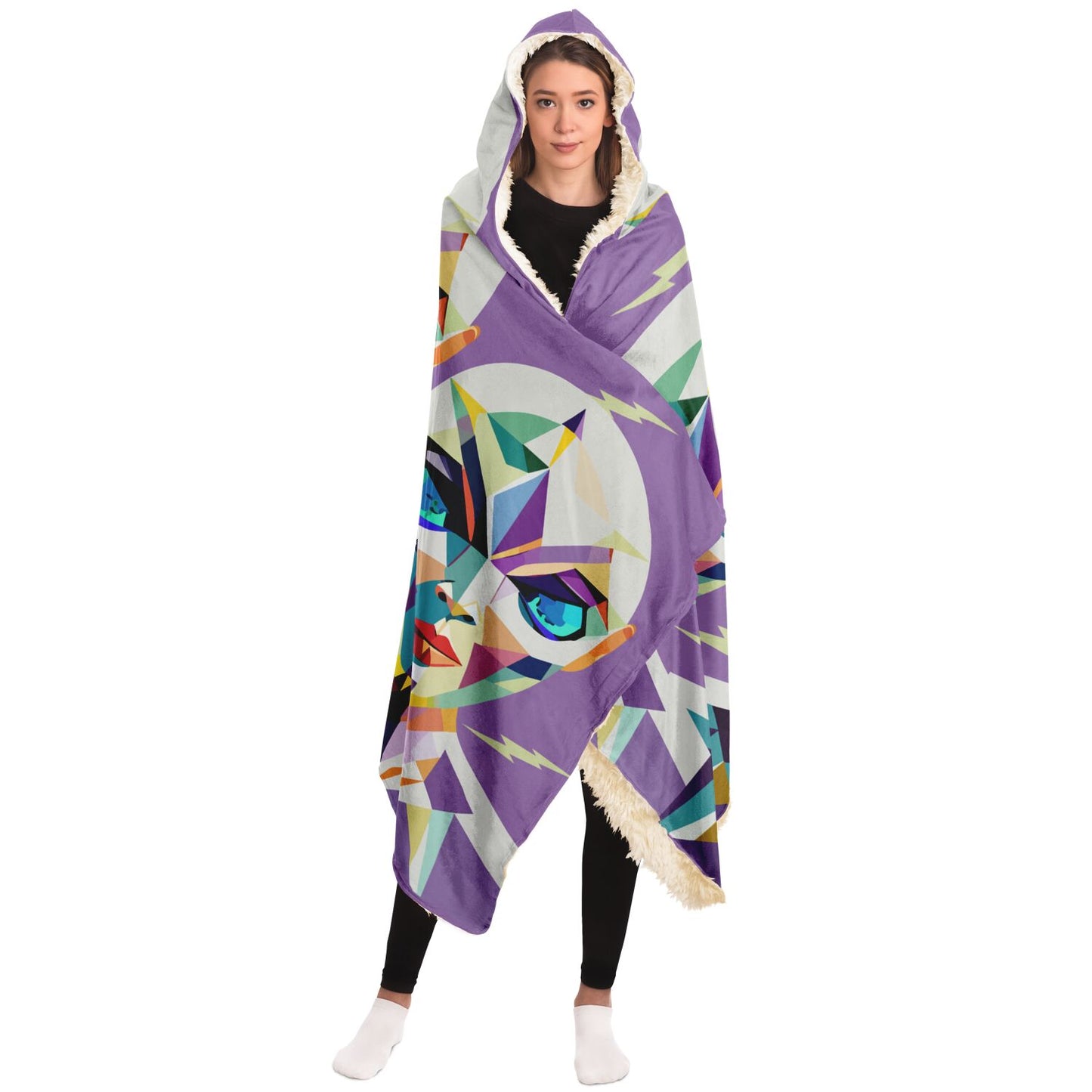 Hooded Blanket - AOP Kukloso Cubist Space Girls No 3 - Free Shipping