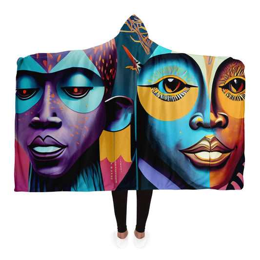 Hooded Blanket - AOP Kukloso Cubist Faces No 2 - Free Shipping