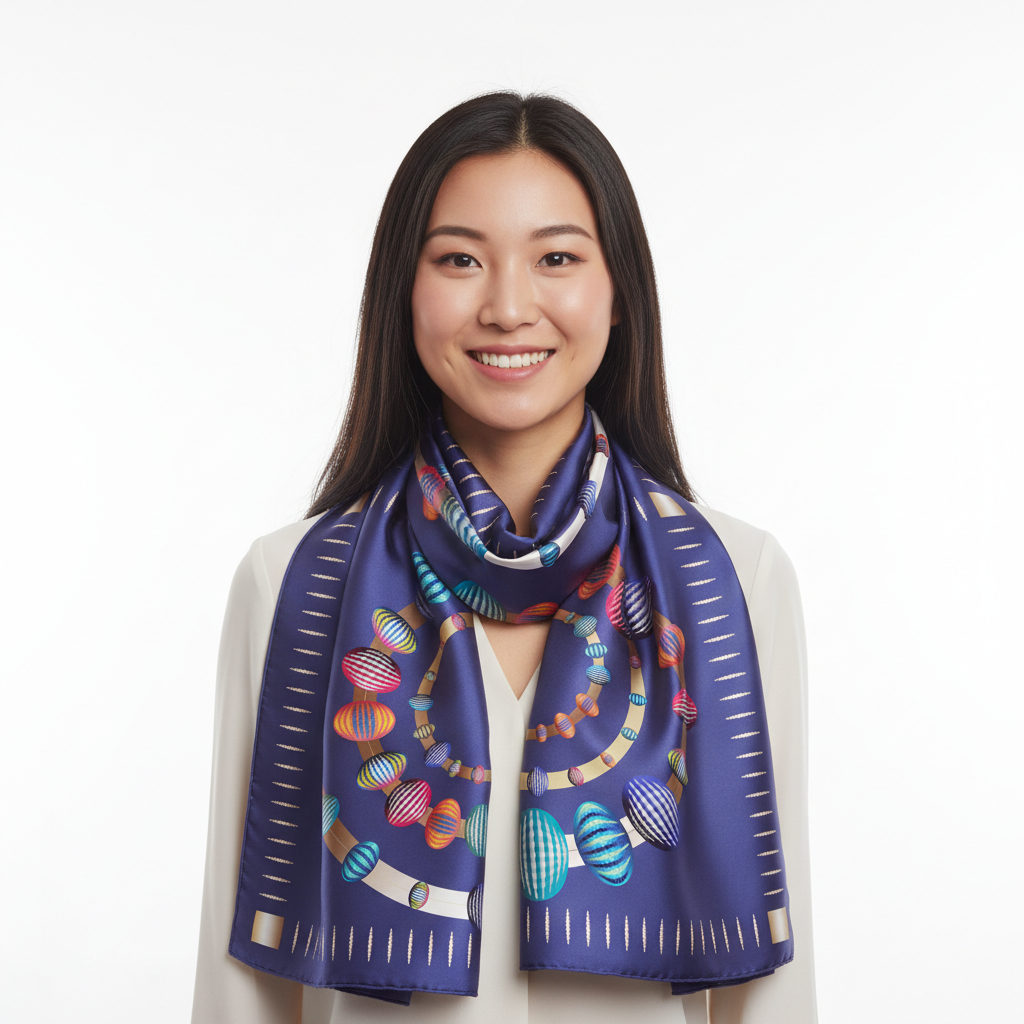 100% Silk Charmeuse Square Scarf Abstract Graphics No 7