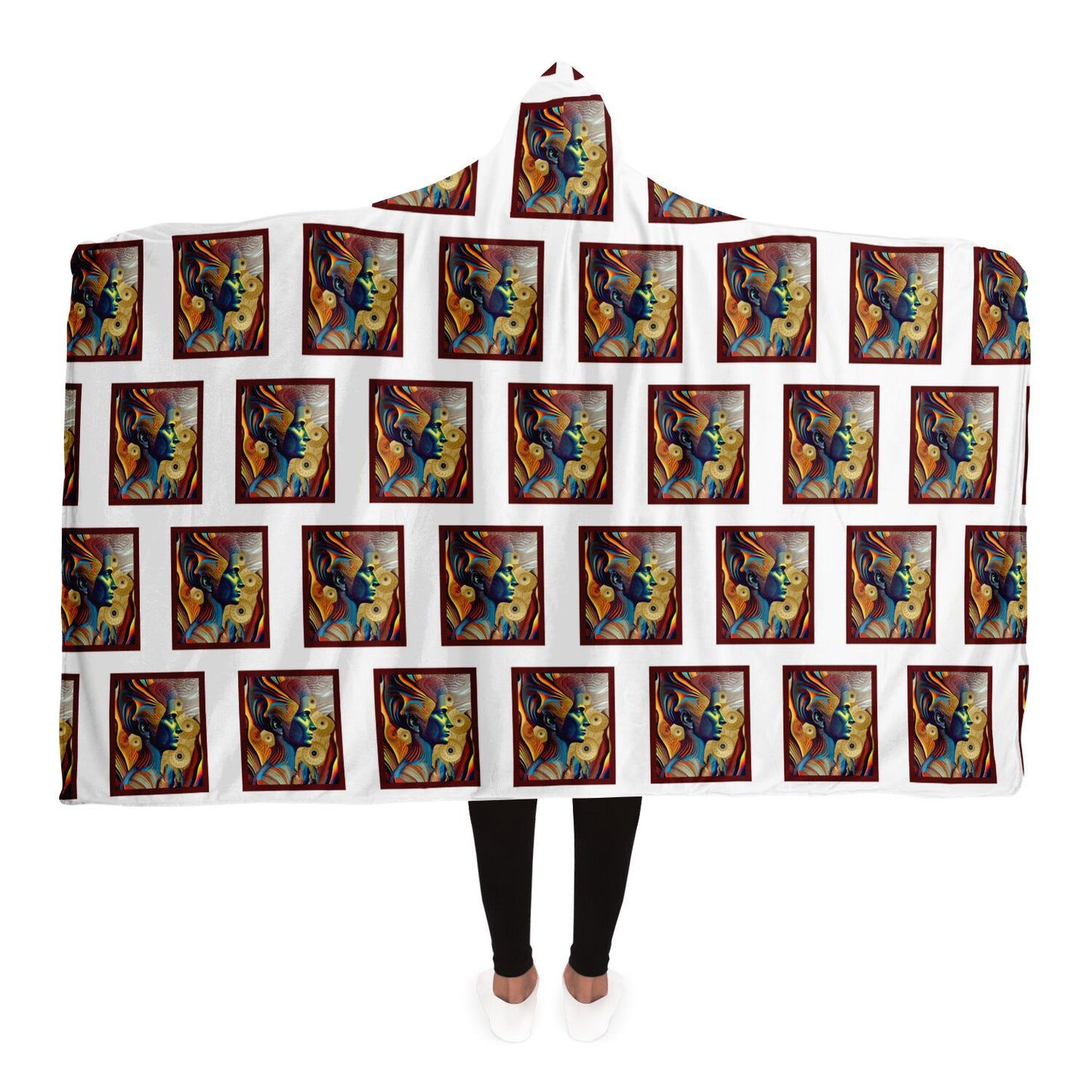 Hooded Blanket - AOP Kukloso Cubist Faces No 18 - Free Shipping