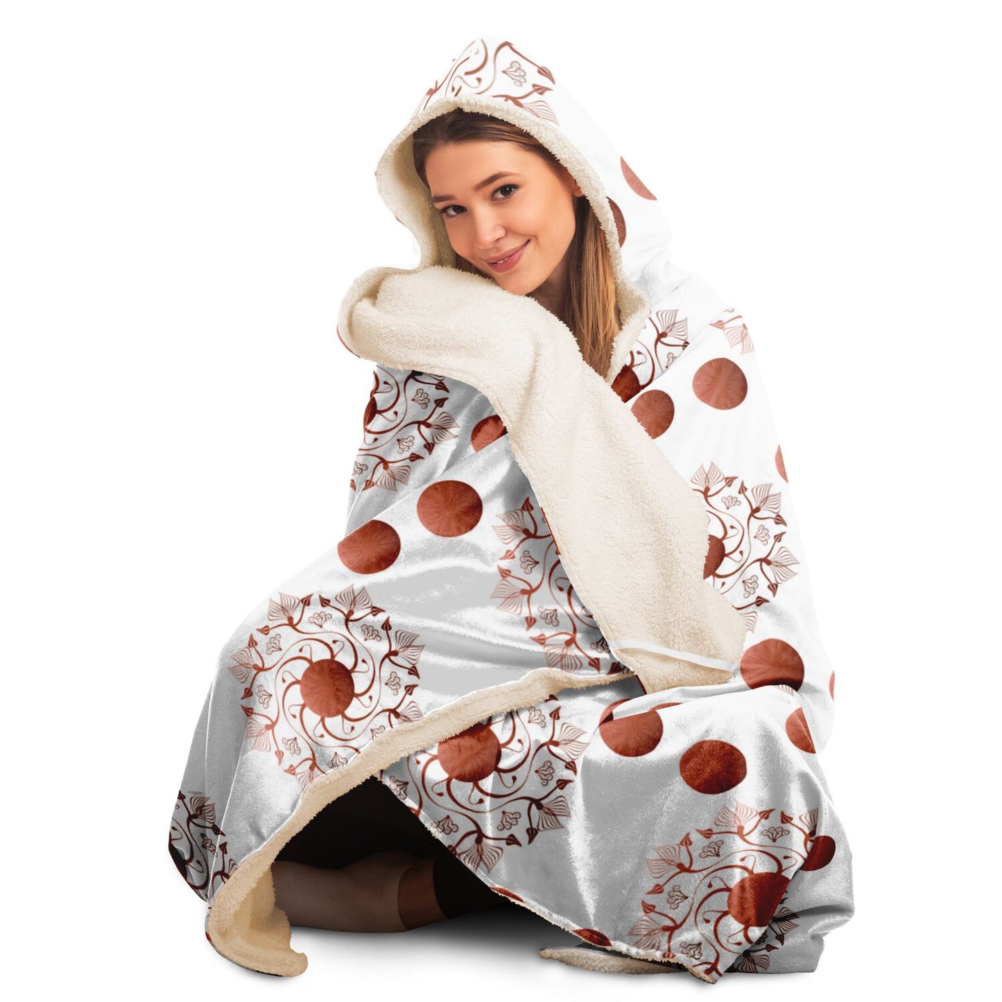 Hooded Blanket - AOP Mandala No 29 Copper on White