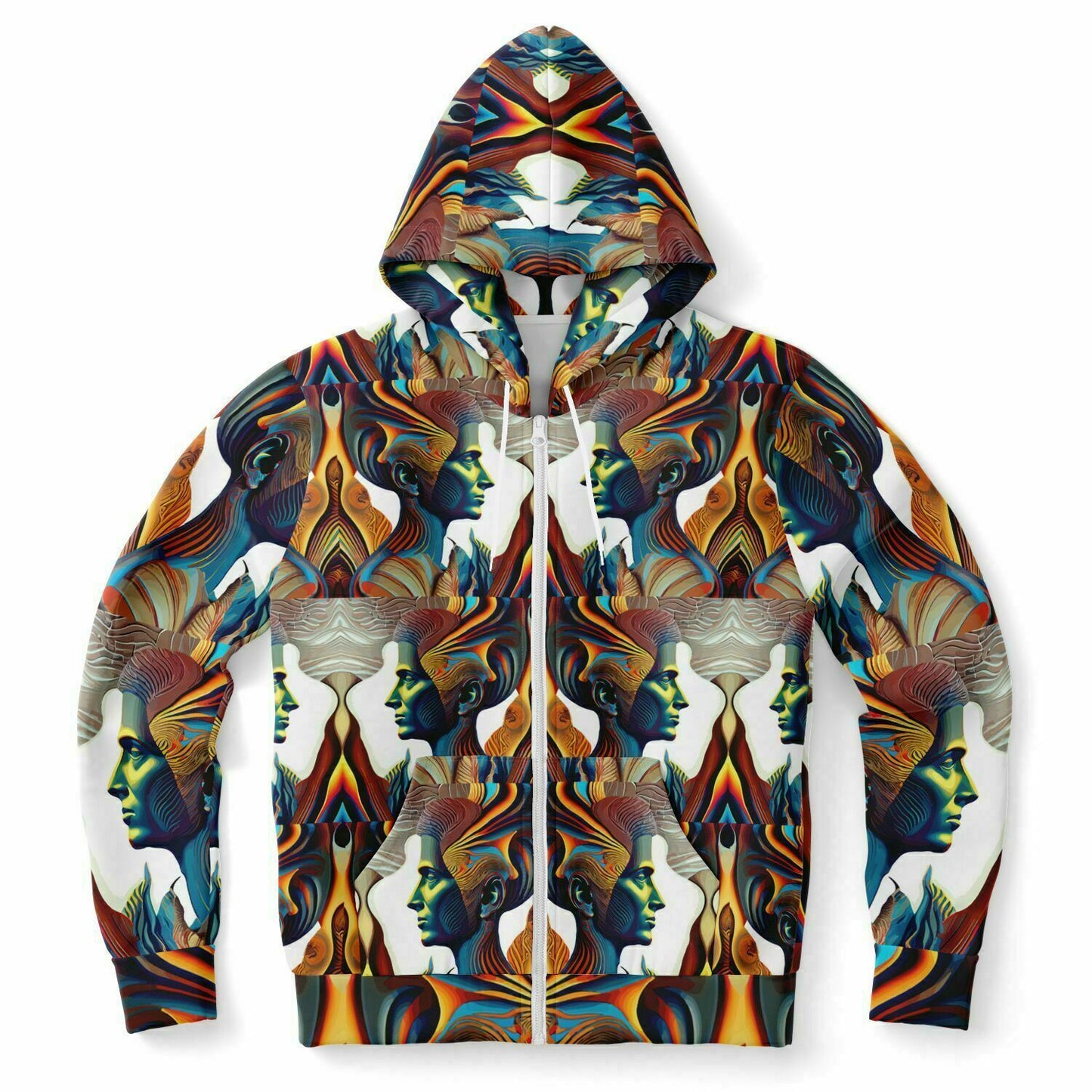 Fashion Zip-Up Hoodie - AOP Kukloso Cubist Faces No 42- Free Shipping