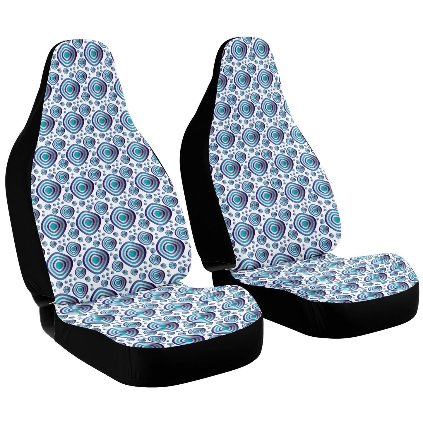 Car Seat Cover - AOP Kukloso Abstractical No 96 Circles Aqua, Navy colors - Free Shipping