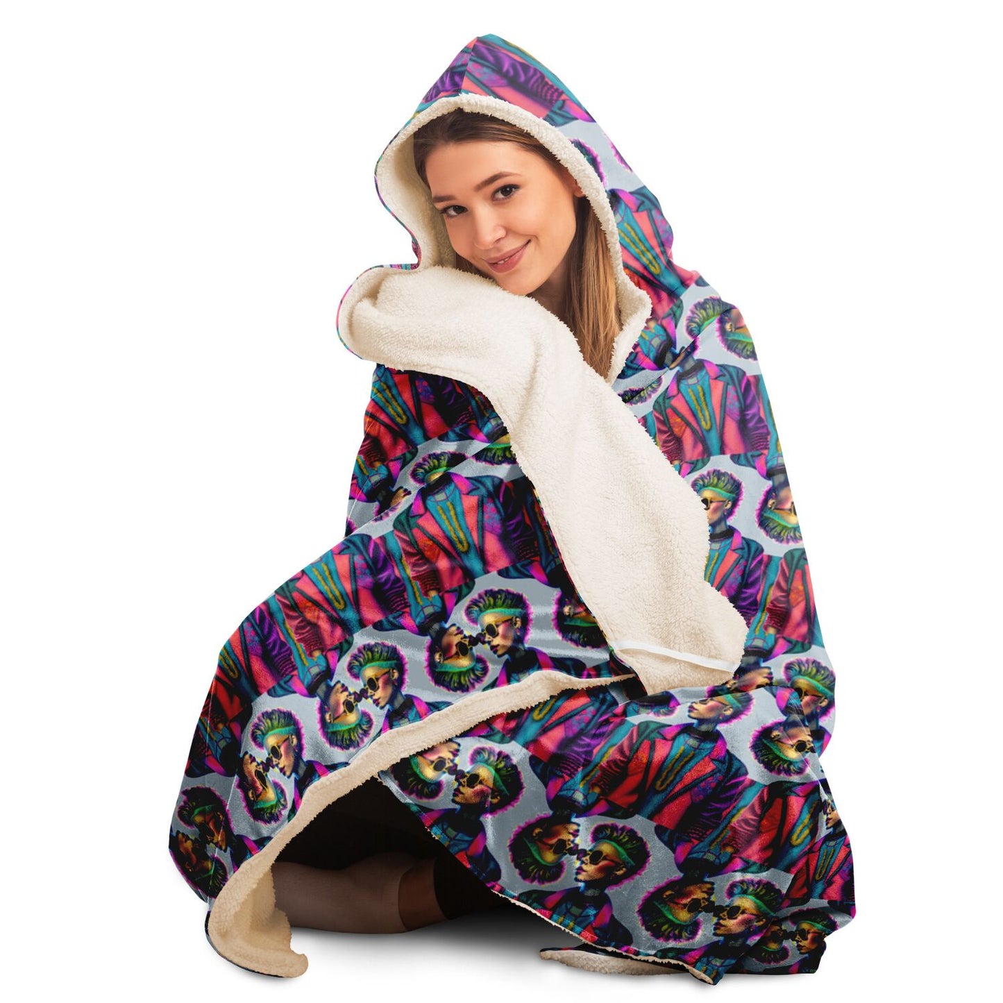 Hooded Blanket - AOP Kukloso Punk Chic No 2 Small Pattern - Free Shipping