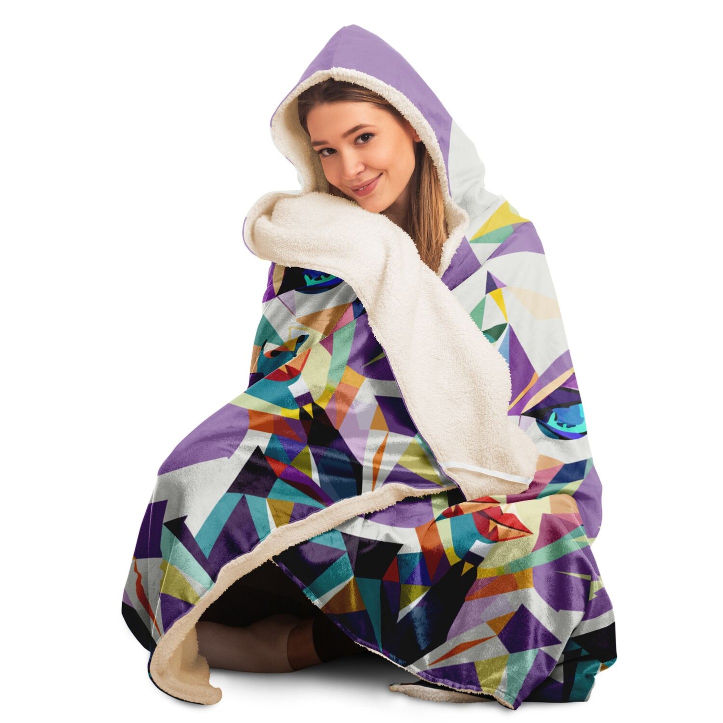 Hooded Blanket - AOP Kukloso Cubist Space Girls No 3 - Free Shipping