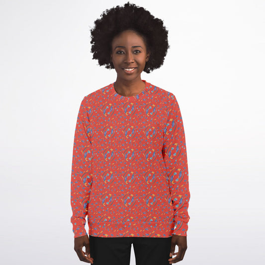 Athletic Sweatshirt - AOP  Kukloso Whimsical No 80 Abstract shapes on Orange - Free Shipping