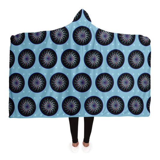 Hooded Blanket - AOP Mandala No 5 on Pale Blue