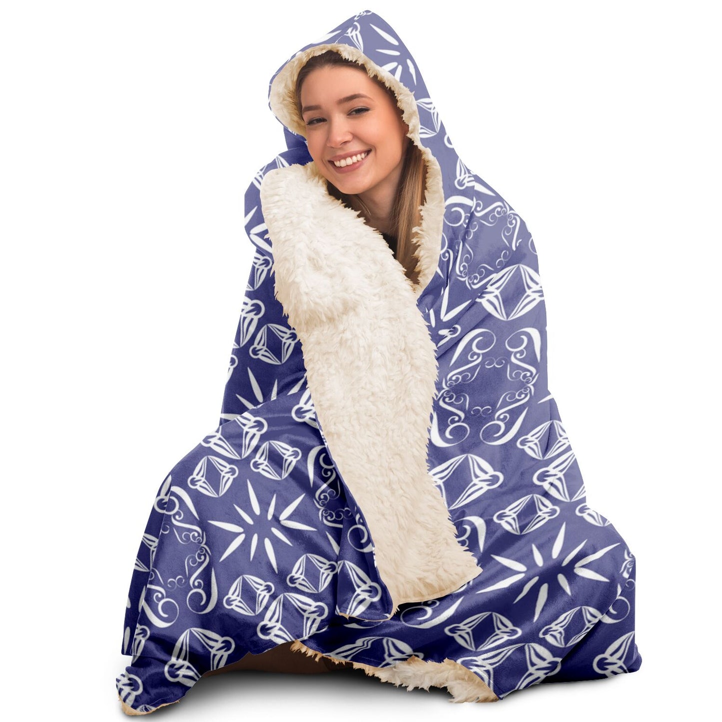 Hooded Blanket - AOP Kukloso Abstractical No 43 Shapes on Periwinkle - Free Shipping