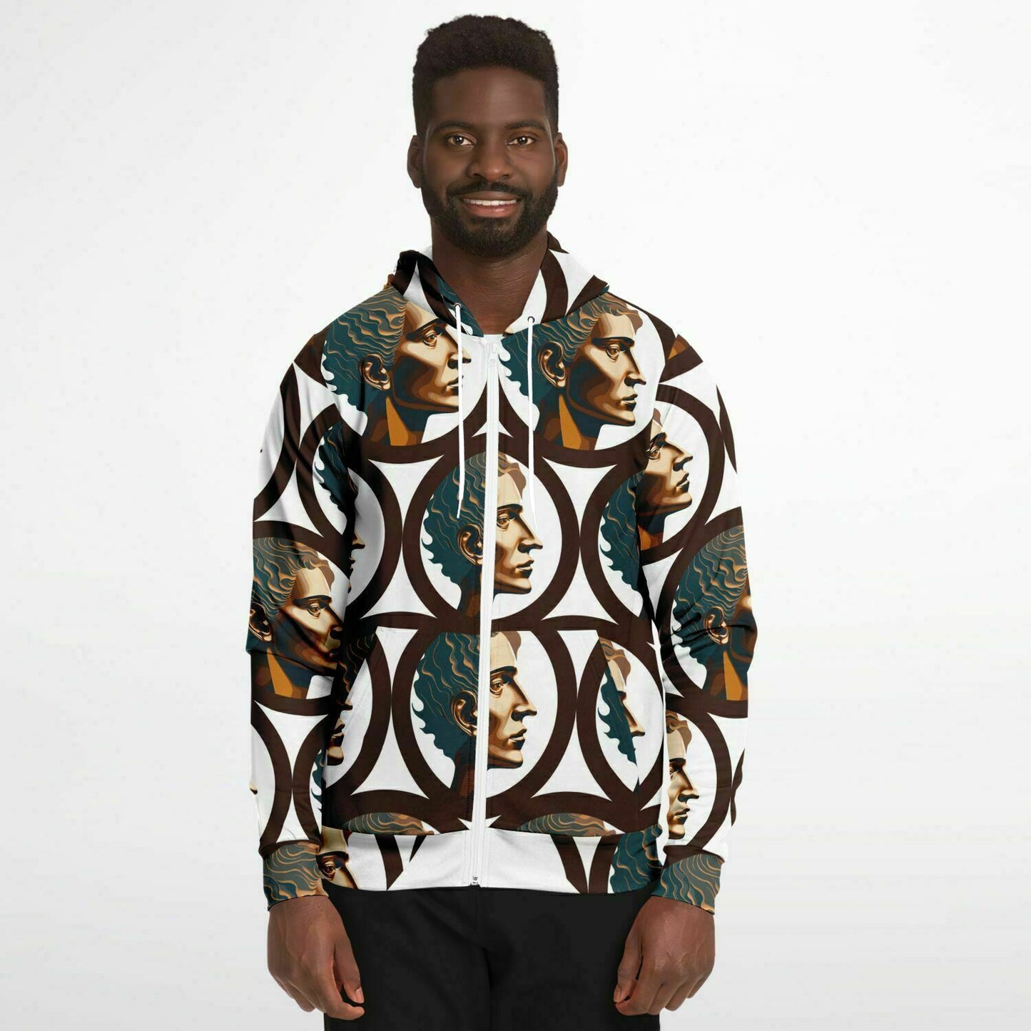 Fashion Zip-Up Hoodie - AOP Kukloso Cubist Faces No 46 - Free Shipping