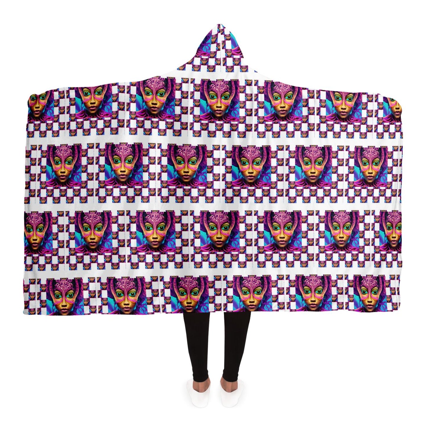 Hooded Blanket - AOP Kukloso Space Faces o 21 A - Free Shipping