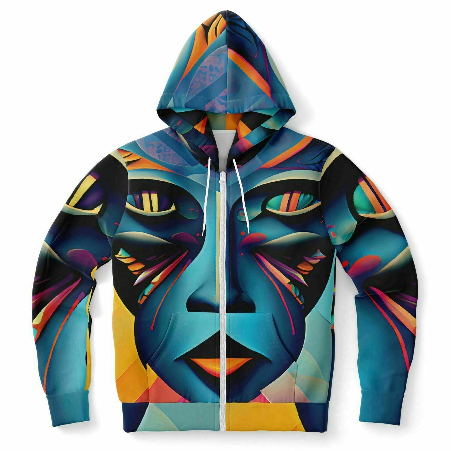 Fashion Zip-Up Hoodie - AOP Kukloso Cubist Faces No 10 - Free Shipping