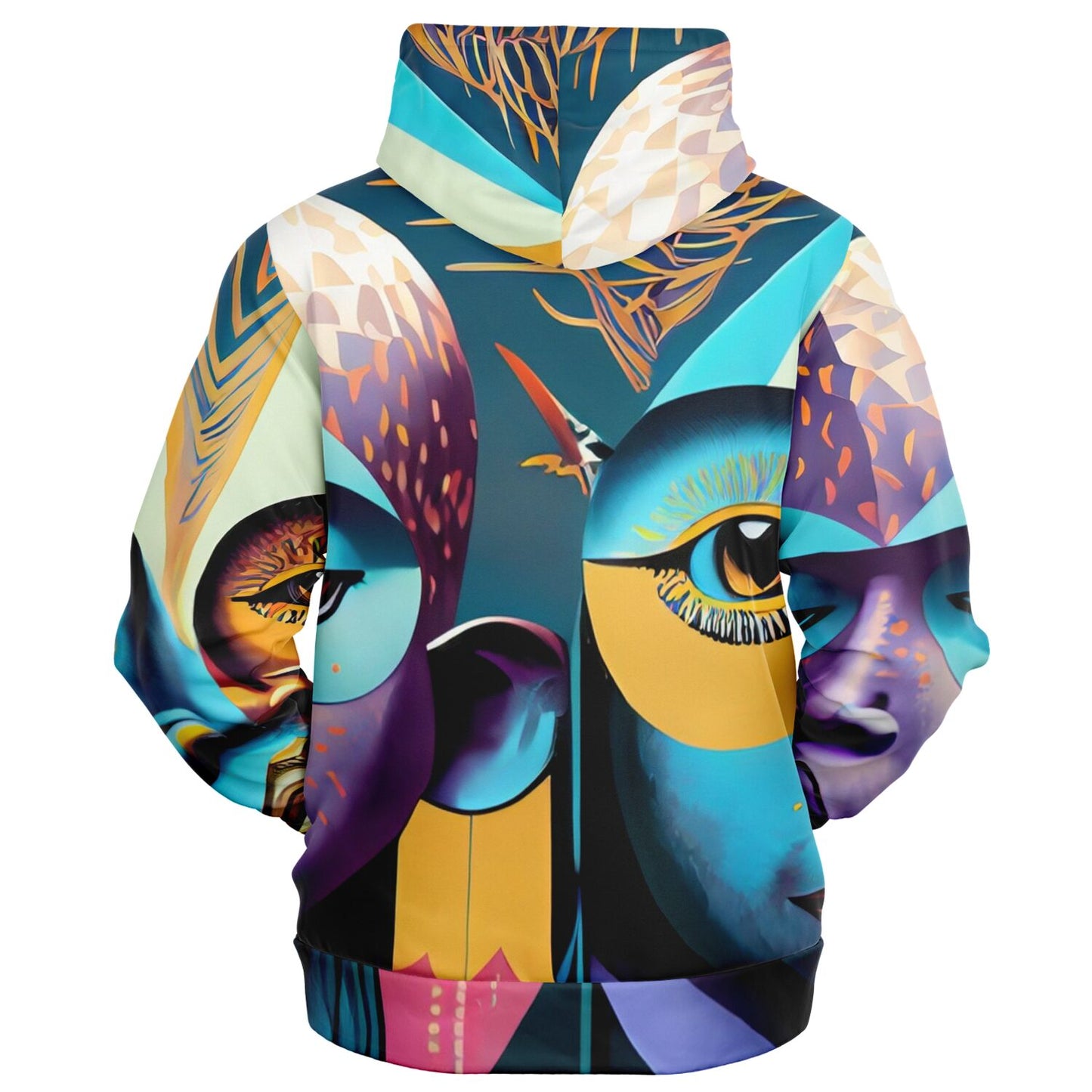 Fashion Zip-Up Hoodie - AOP Kukloso Cubist Faces No 2 Multicolored - Free Shipping