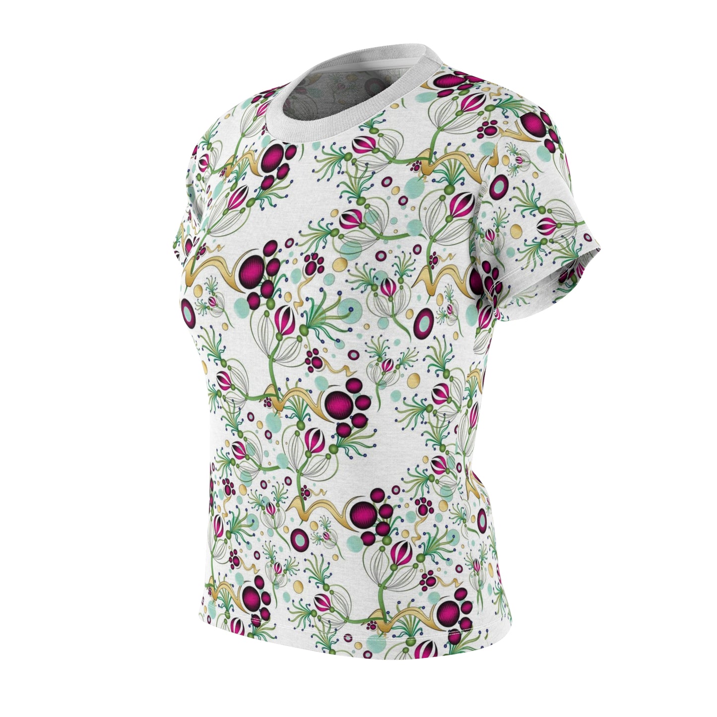 Women's Cut & Sew Tee (AOP) Kukloso Melange de fleur No 64 Multicolored on White - Free Shipping