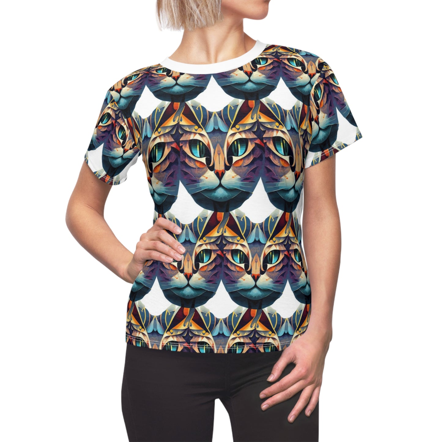 Women's Cut & Sew Tee (AOP) Kukloso Cubist Mr. Cat - Free Shipping