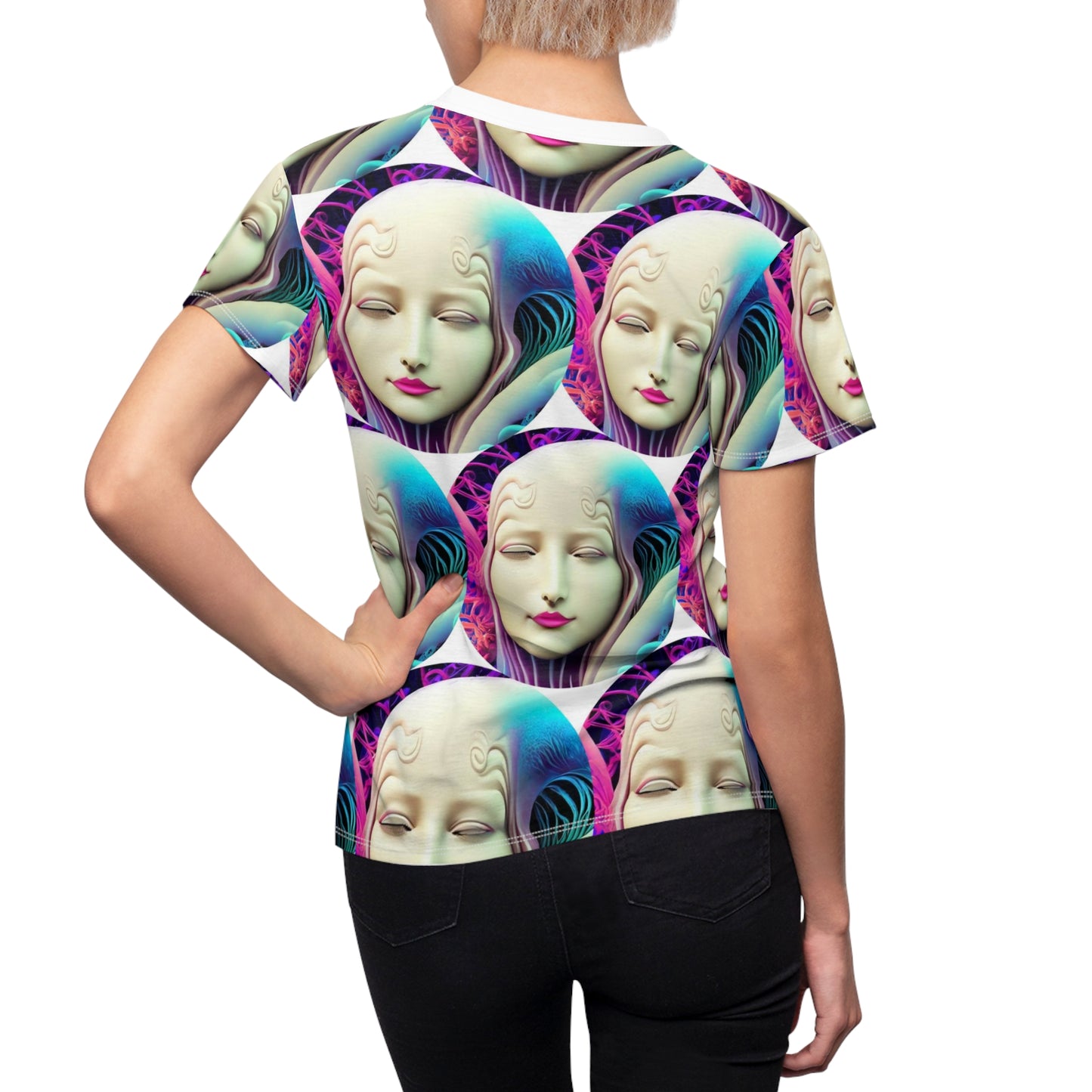 Women's Cut & Sew Tee (AOP) Kukloso Space Face No 9 Large Pattern - Free Shipping