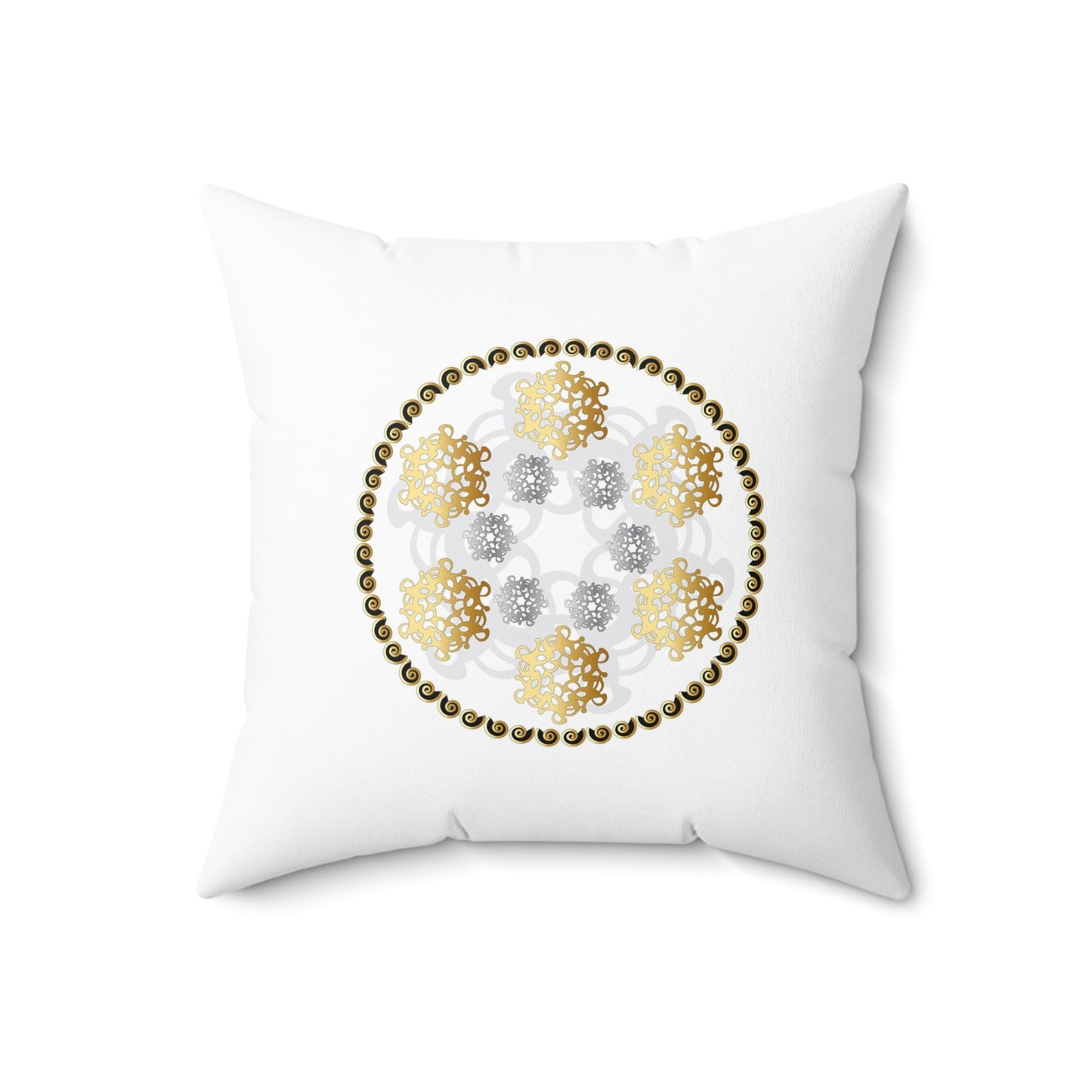 Spun Polyester Square Pillow Kukloso Mandala No 42 Navy, No 43 Gold - Free Shipping