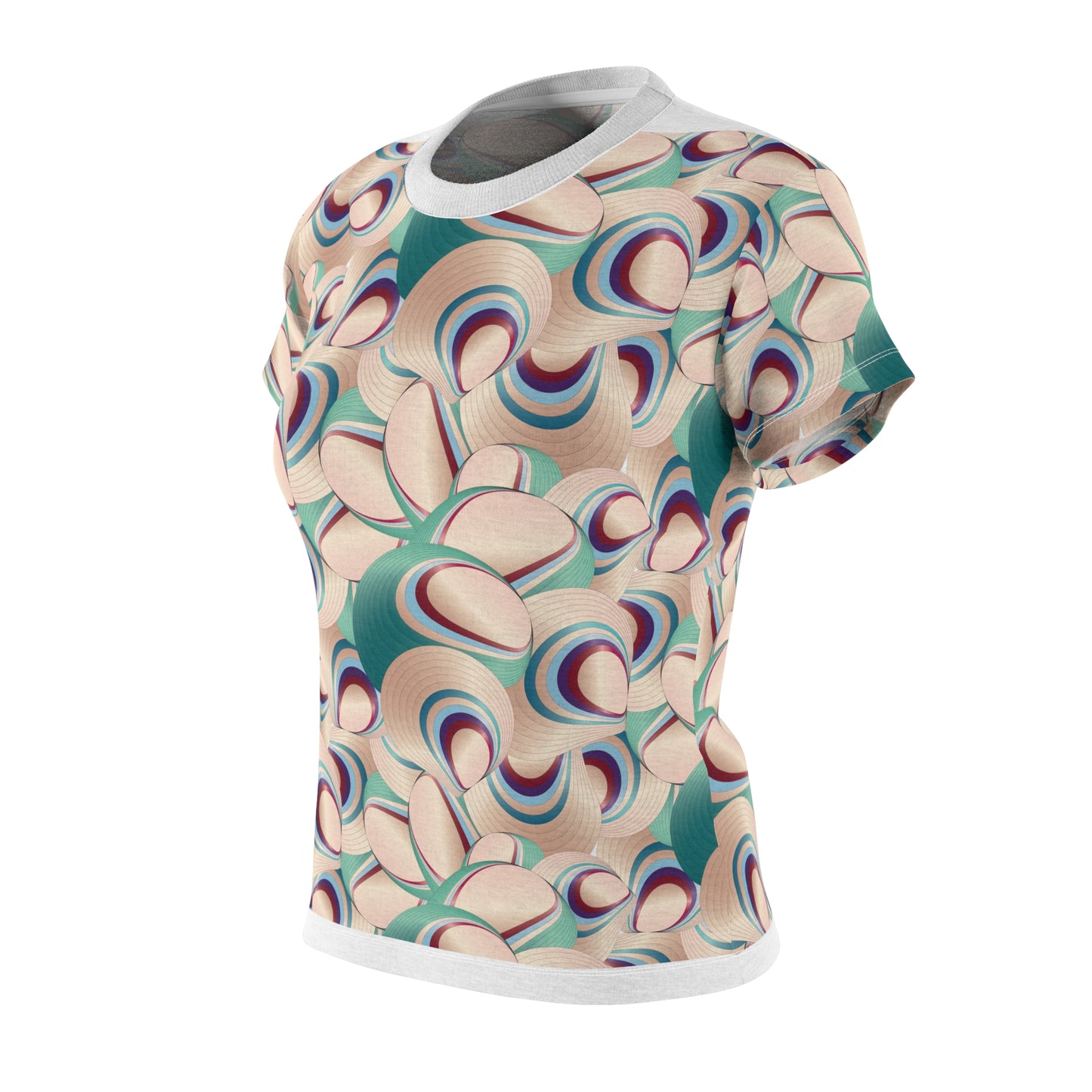 Women's Cut & Sew Tee (AOP) Kukloso MD Ice Cream Swirls No 5A Aqua-Cream Color - Free Shipping