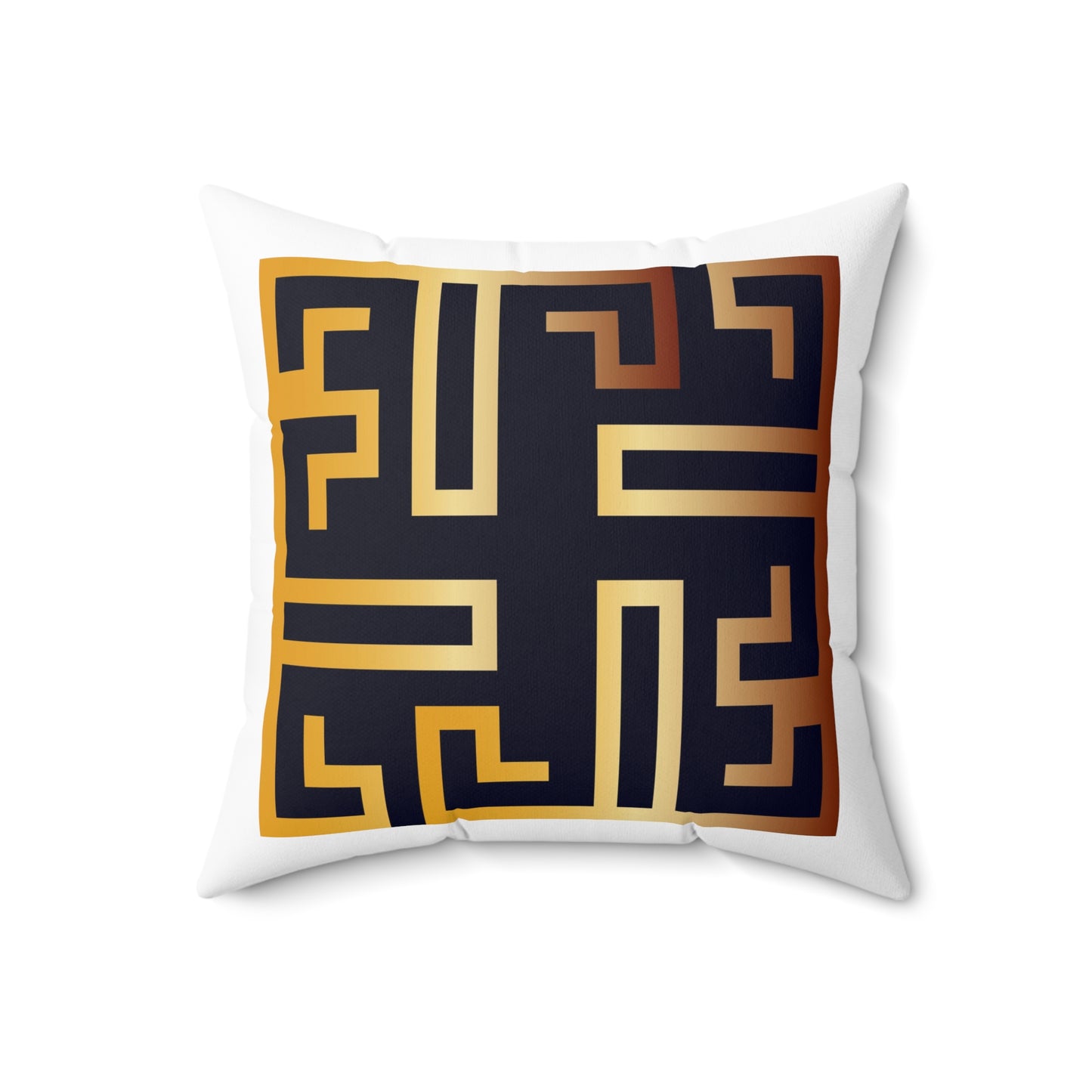 Spun Polyester Square Pillow Kukloso Greek Border No 57 Silver & Gold - Free Shipping