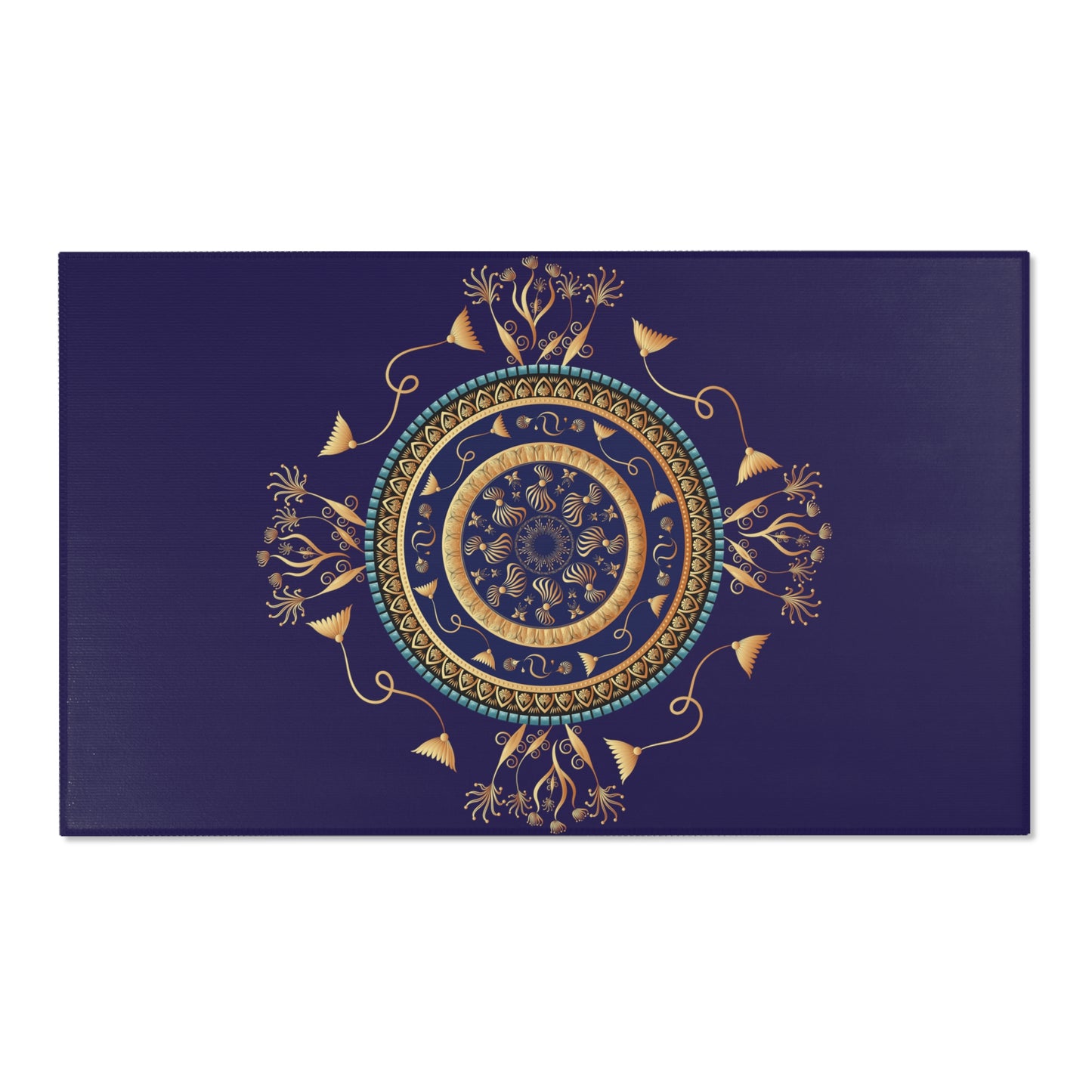 Area Rugs Kukloso Mandala No 151 Gold on Navy - Free Shipping