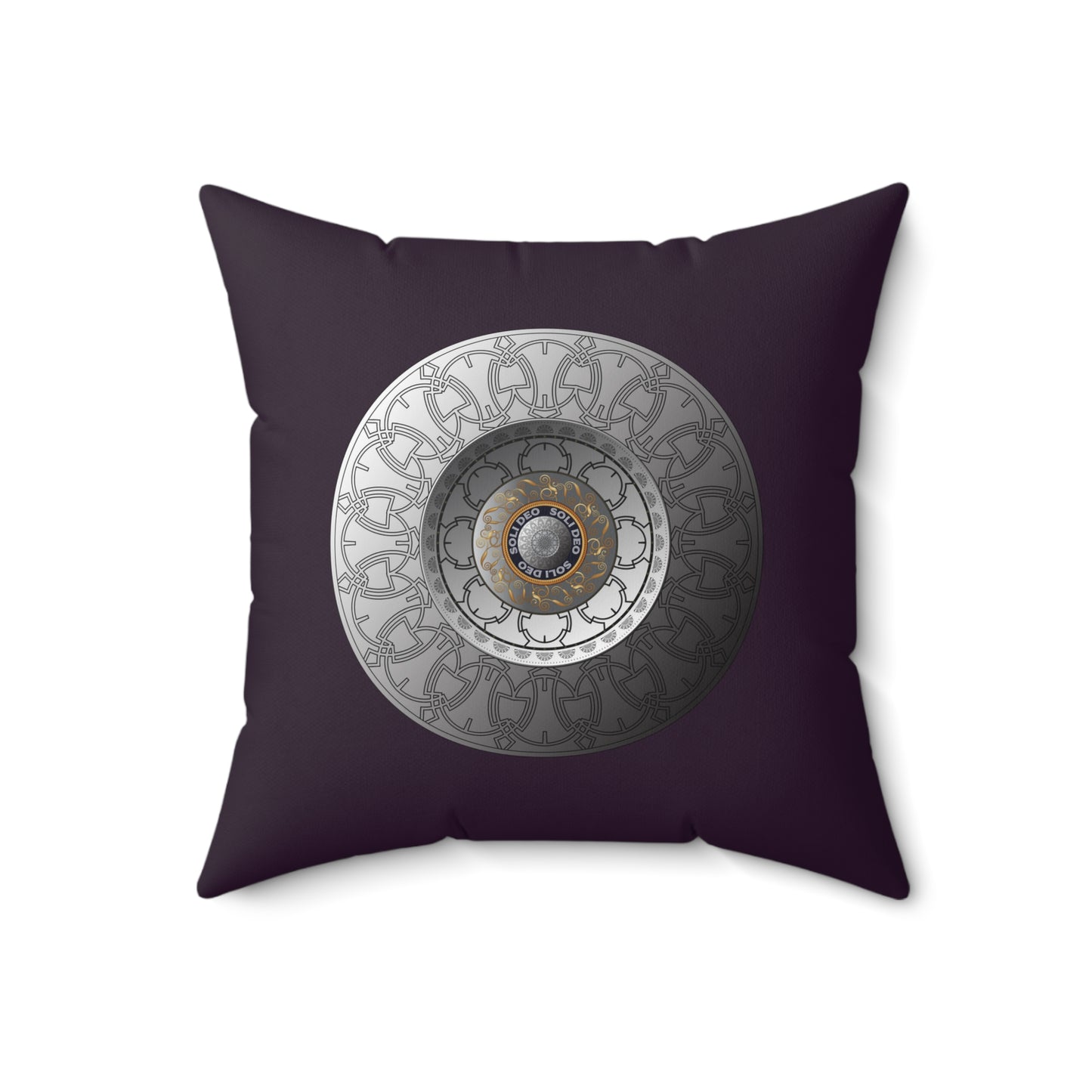 Spun Polyester Square Pillow Kukloso Mandala Designs No 4288 & No 151 A on Dark Purple - Free Shipping