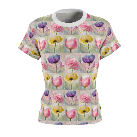 Women's Cut & Sew Tee (AOP) Kukloso Watercolor Florals Medium Pattern - Free Shipping