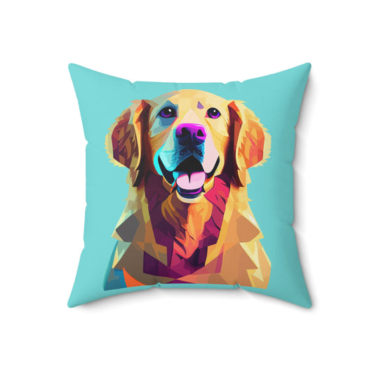 Spun Polyester Square Pillow Kukloso Golden Retriever Dog - Free Shipment