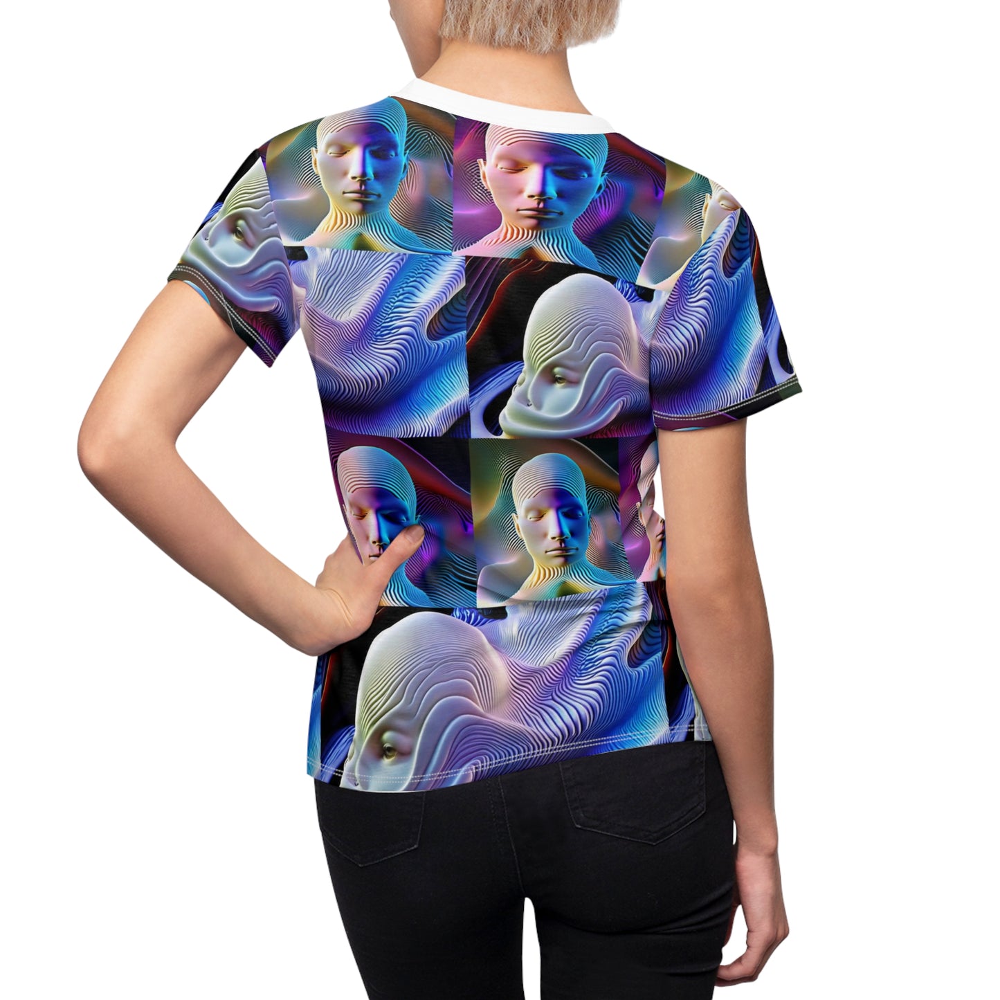 Women's Cut & Sew Tee (AOP) Kukloso Space Face No 3 - Free shipping