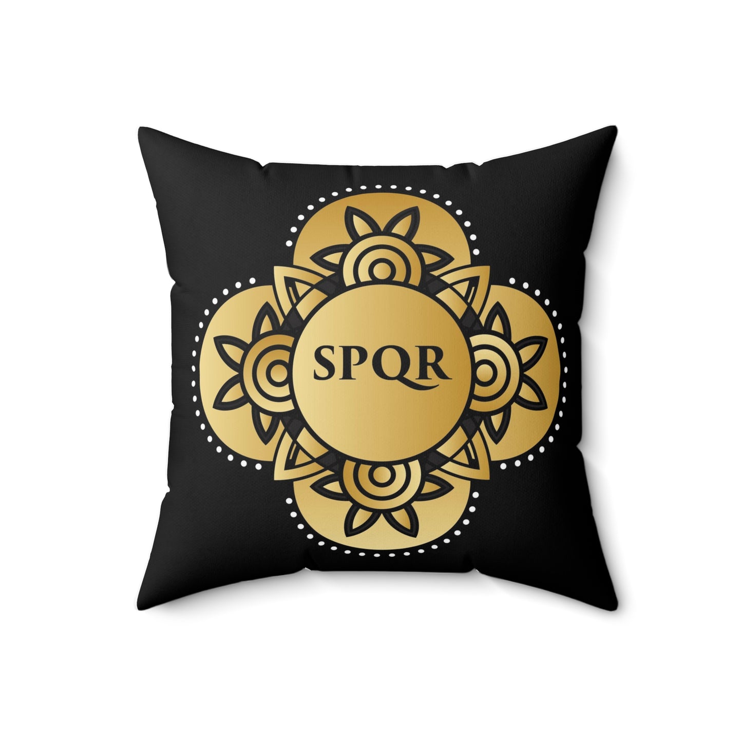 Spun Polyester Square Pillow Kukloso 'SPQR' ( Senatus Populusque Romanus ), "The Senate and People of Rome", Black & Red - Free Shipping