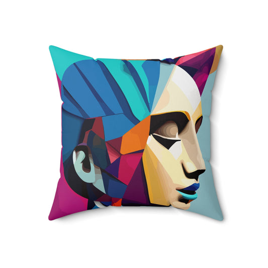 Spun Polyester Square Pillow Kukloso Space Faces No 2 - Free Shipping