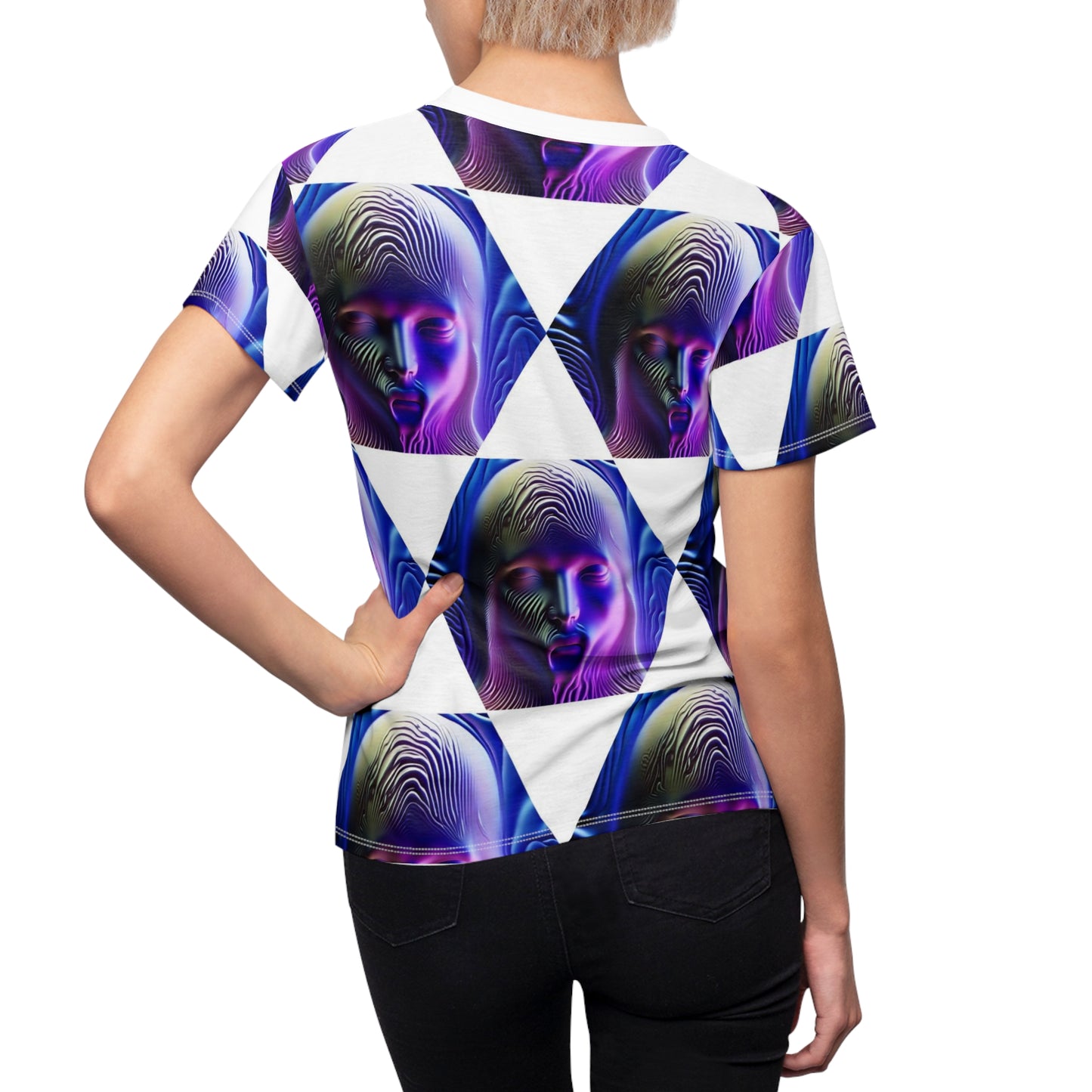 Women's Cut & Sew Tee (AOP) Kukloso Space Face No 8 - Free Shipping