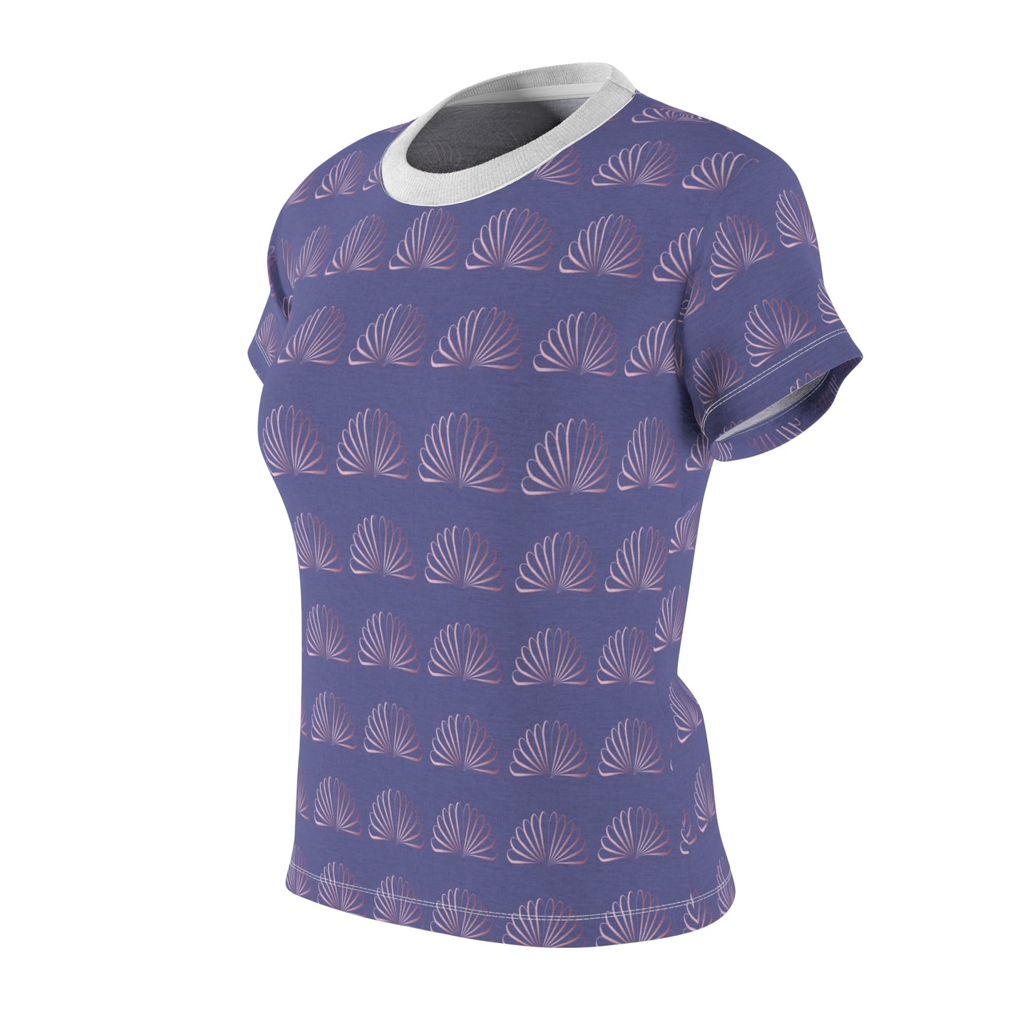 Women's Cut & Sew Tee (AOP) Kukloso Abstractical Shell Design Pink on Lavender - Free Shipping