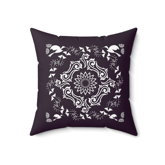 Spun Polyester Square Pillow Kukloso Mandalas Kuklos No 4369 & 4404 Dark Purple - Free Shipping