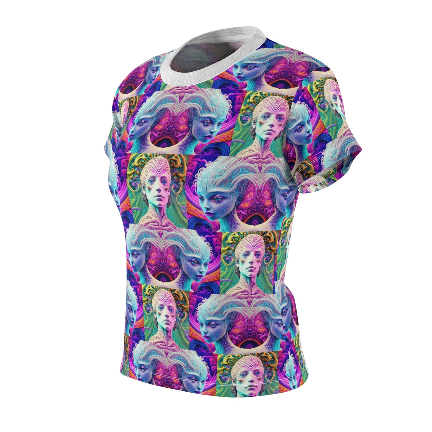 Women's Cut & Sew Tee (AOP) Kukloso Space Face No 5 - Free Shipping