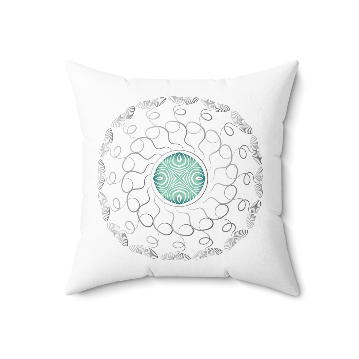 Spun Polyester Square Pillow Kukloso Mandala No 35 Black/White & No 37 Silver/White - Free Shipping